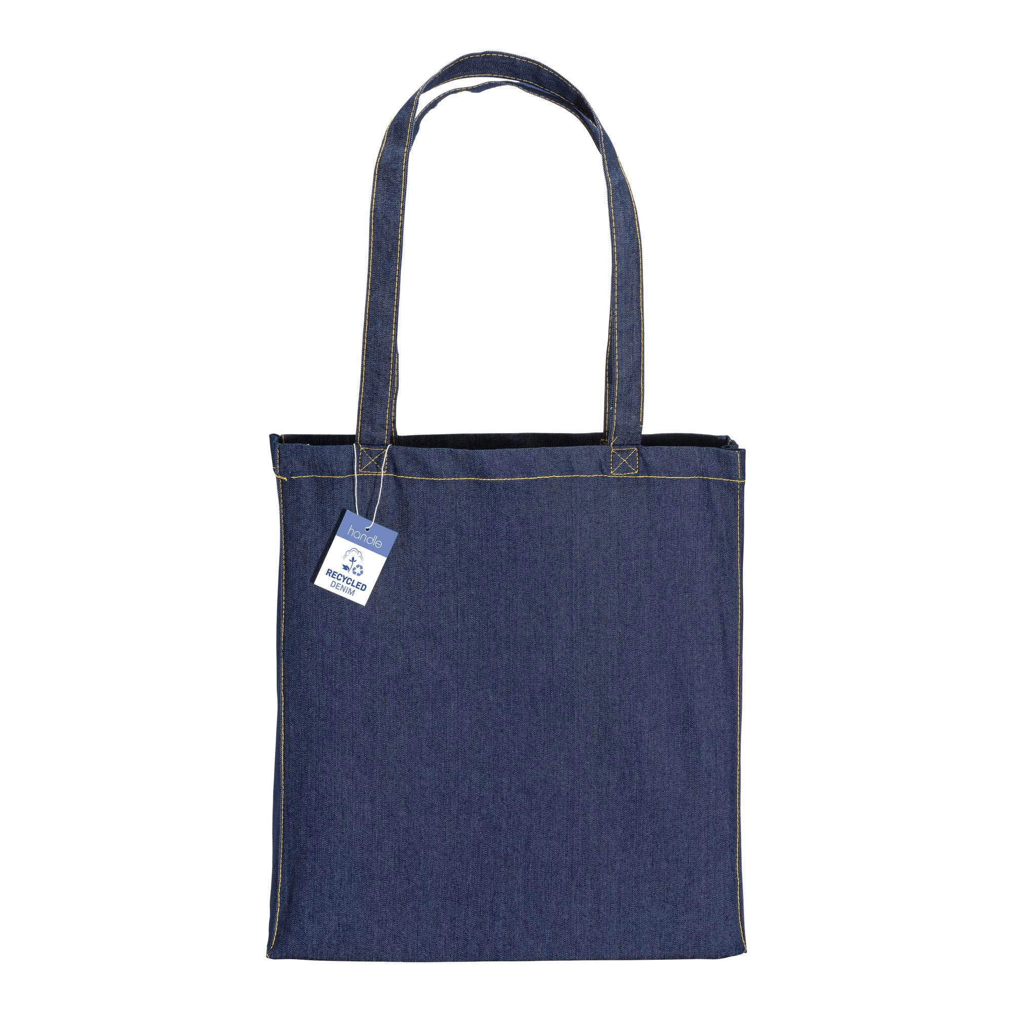 Immagine Shopper in cotone denim riciclato 180 gr/m2, manici lunghi e soffietto