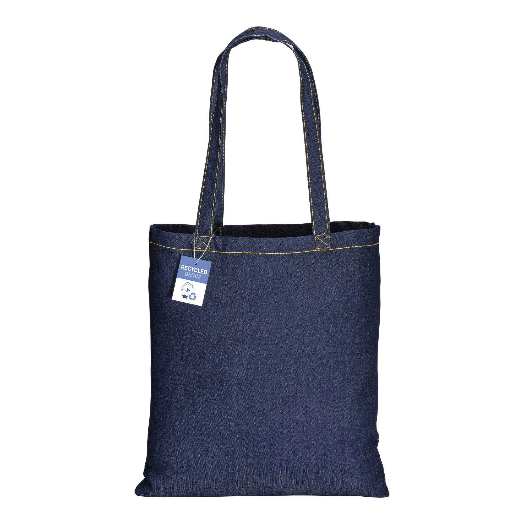 Immagine Shopper in cotone denim riciclato 180 gr/m2, manici lunghi