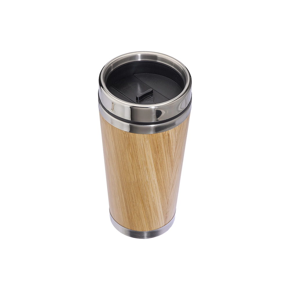 Immagine Tazza in acciaio inossidabile con rivestimento in bambú