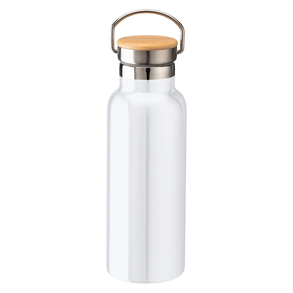 Immagine Thermos in acciaio inossidabile con doppia parete isolante con tappo in bambú