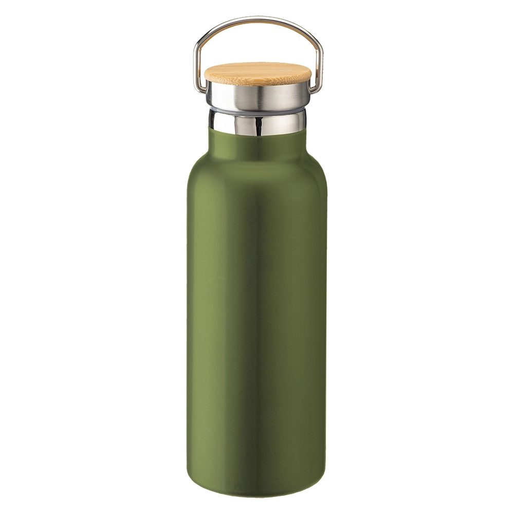 Immagine Thermos in acciaio inossidabile (500 ml) con doppia parete isolante e tappo in bambù