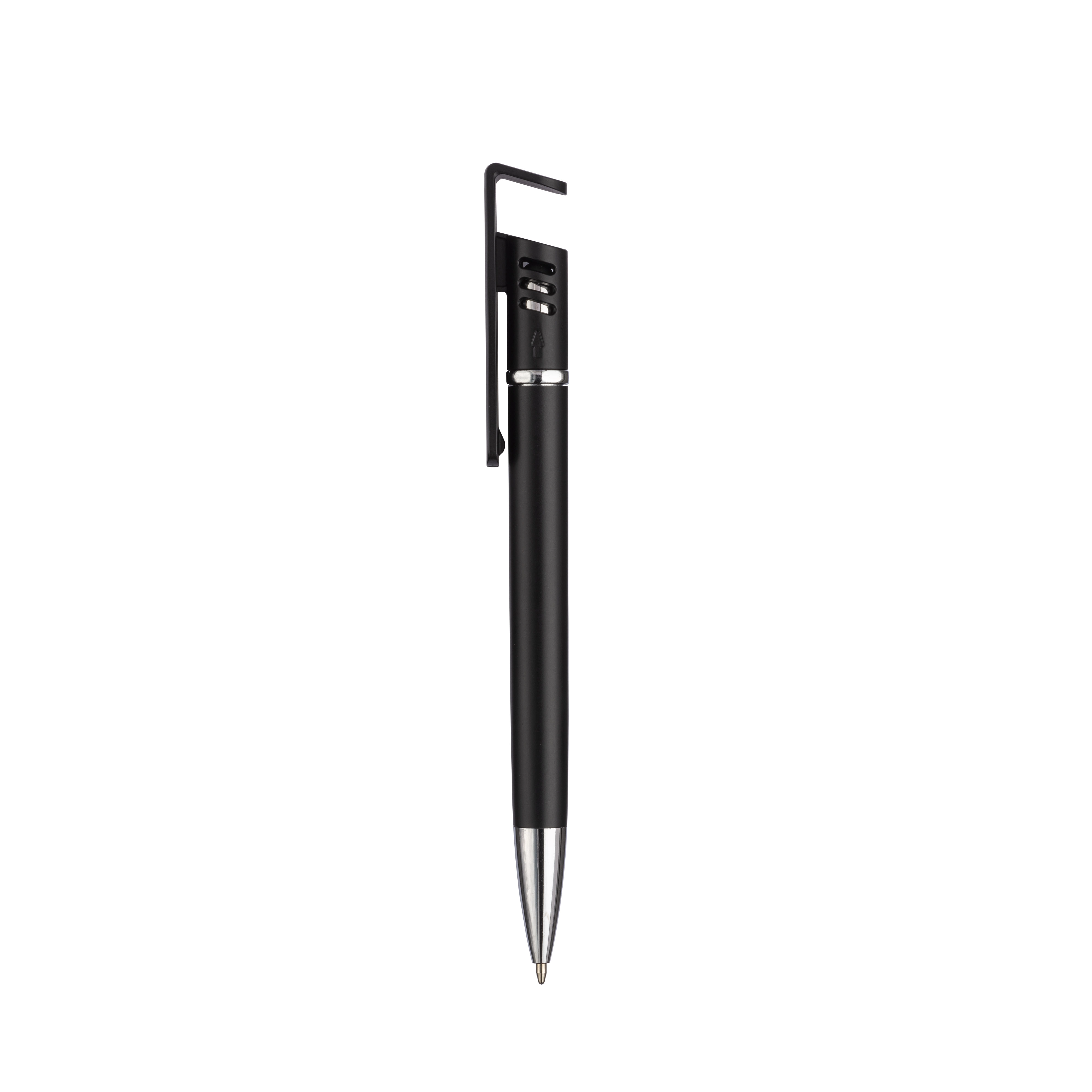Immagine Penna twist in plastica con fusto metallizzato, stand portacellulare