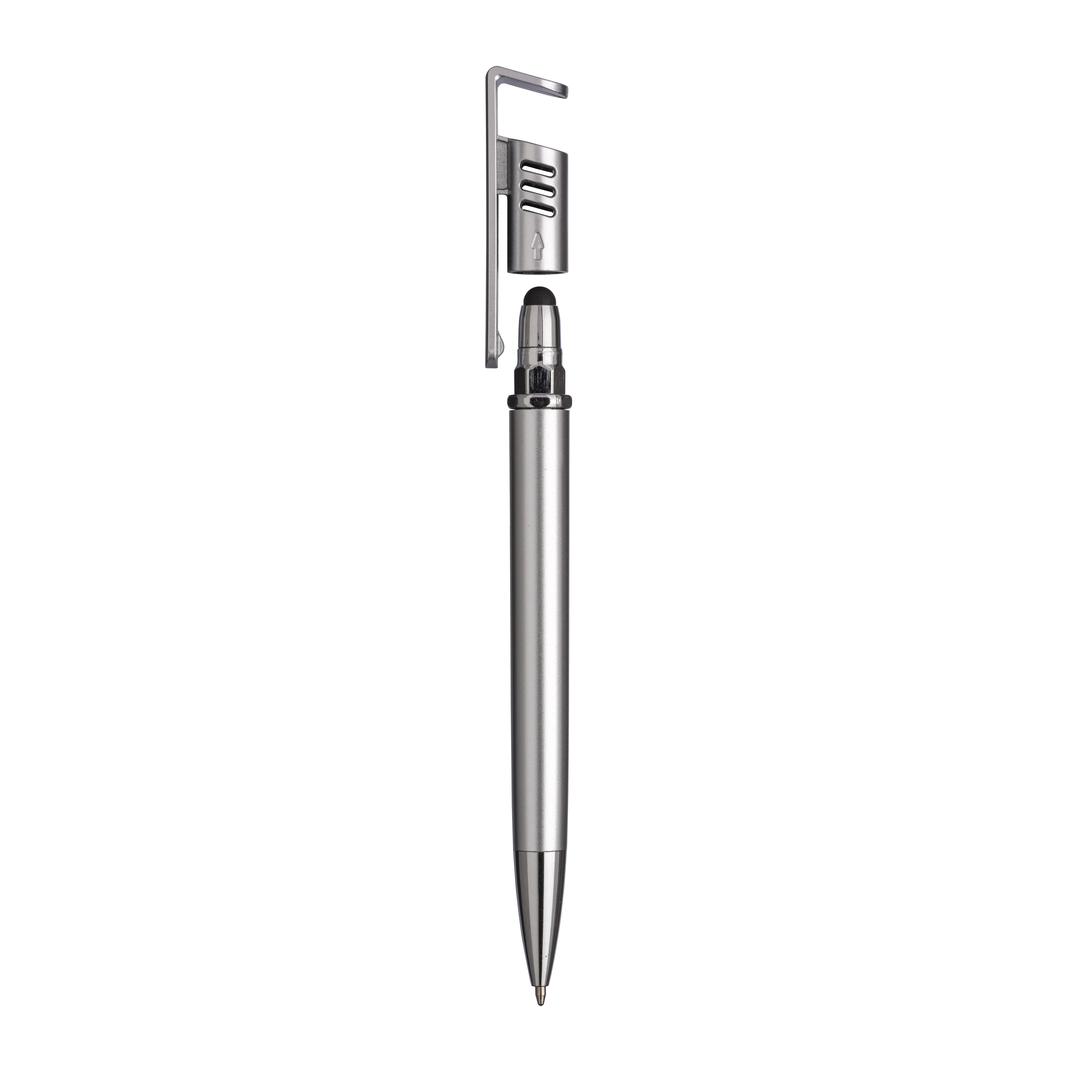 Immagine Penna twist in plastica con fusto metallizzato, stand portacellulare