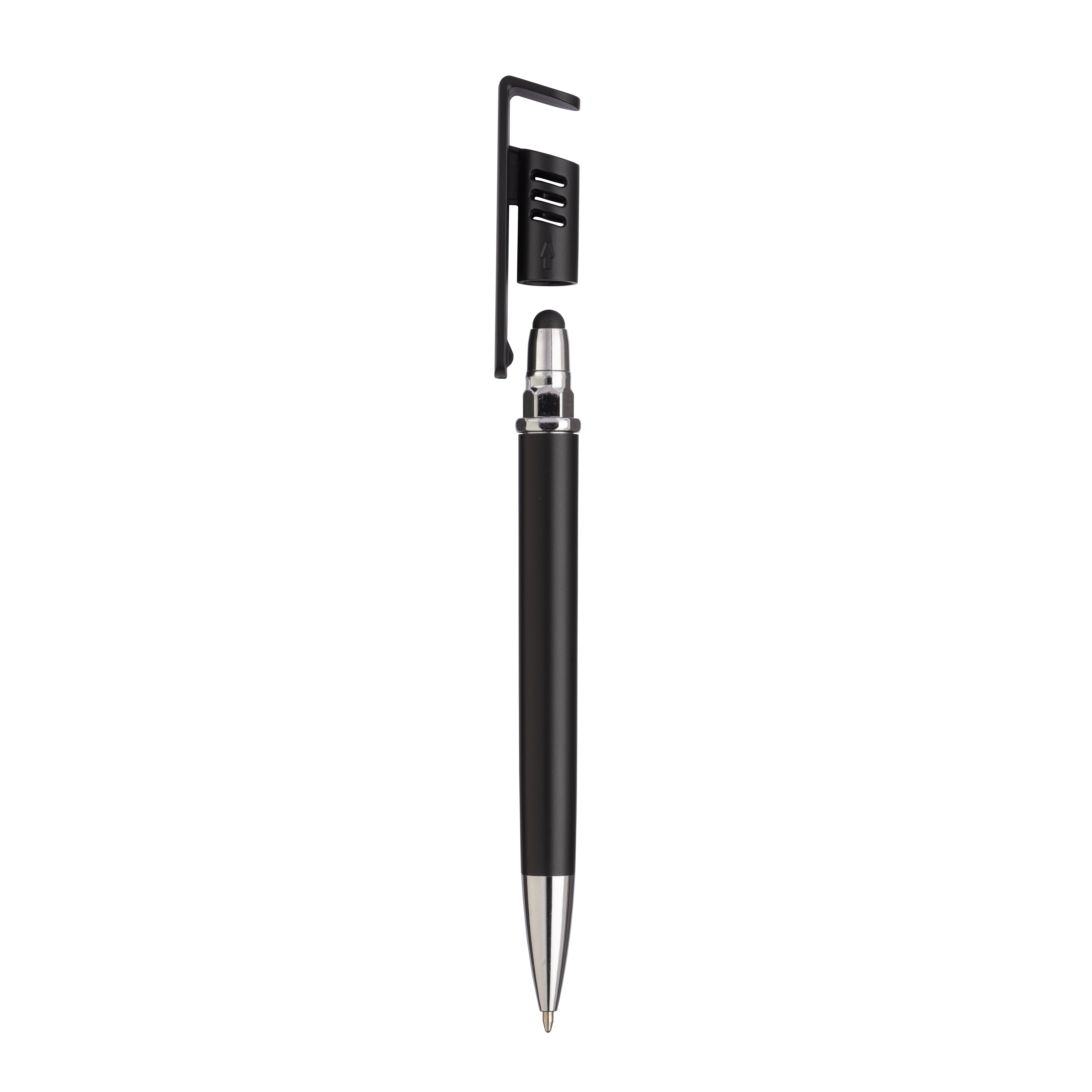 Immagine Penna twist in plastica con fusto metallizzato, stand portacellulare