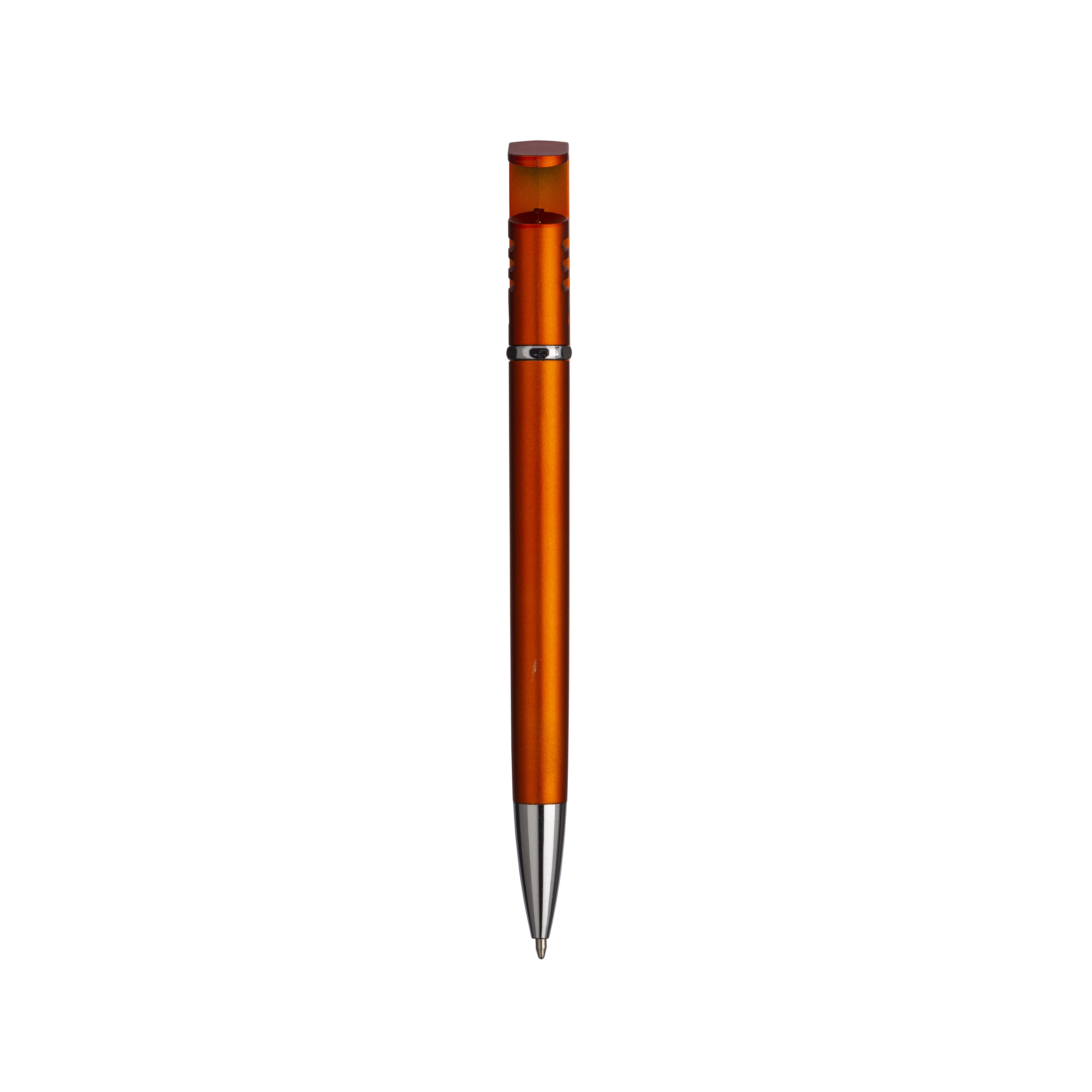 Immagine Penna twist in plastica con fusto metallizzato, stand portacellulare