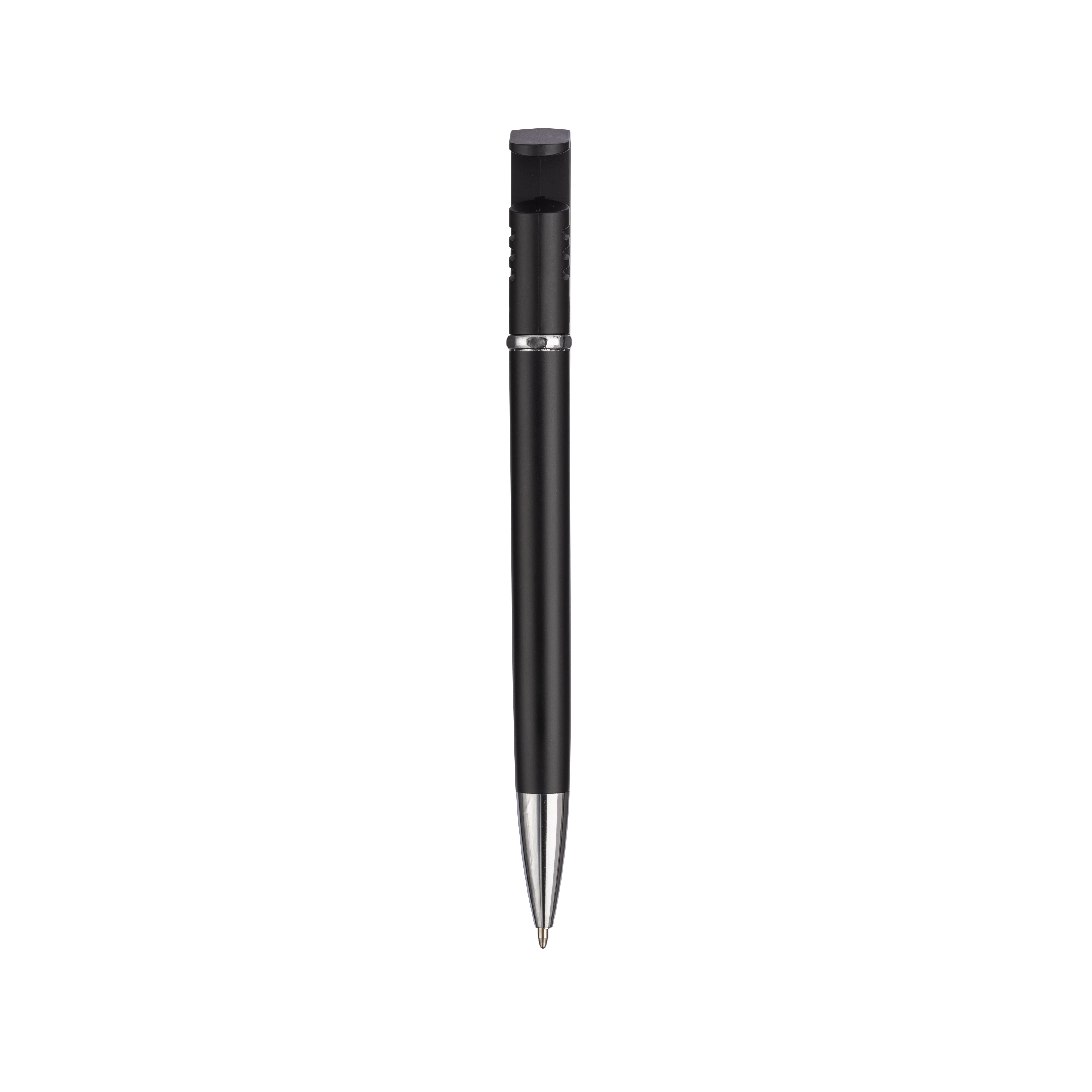 Immagine Penna twist in plastica con fusto metallizzato, stand portacellulare