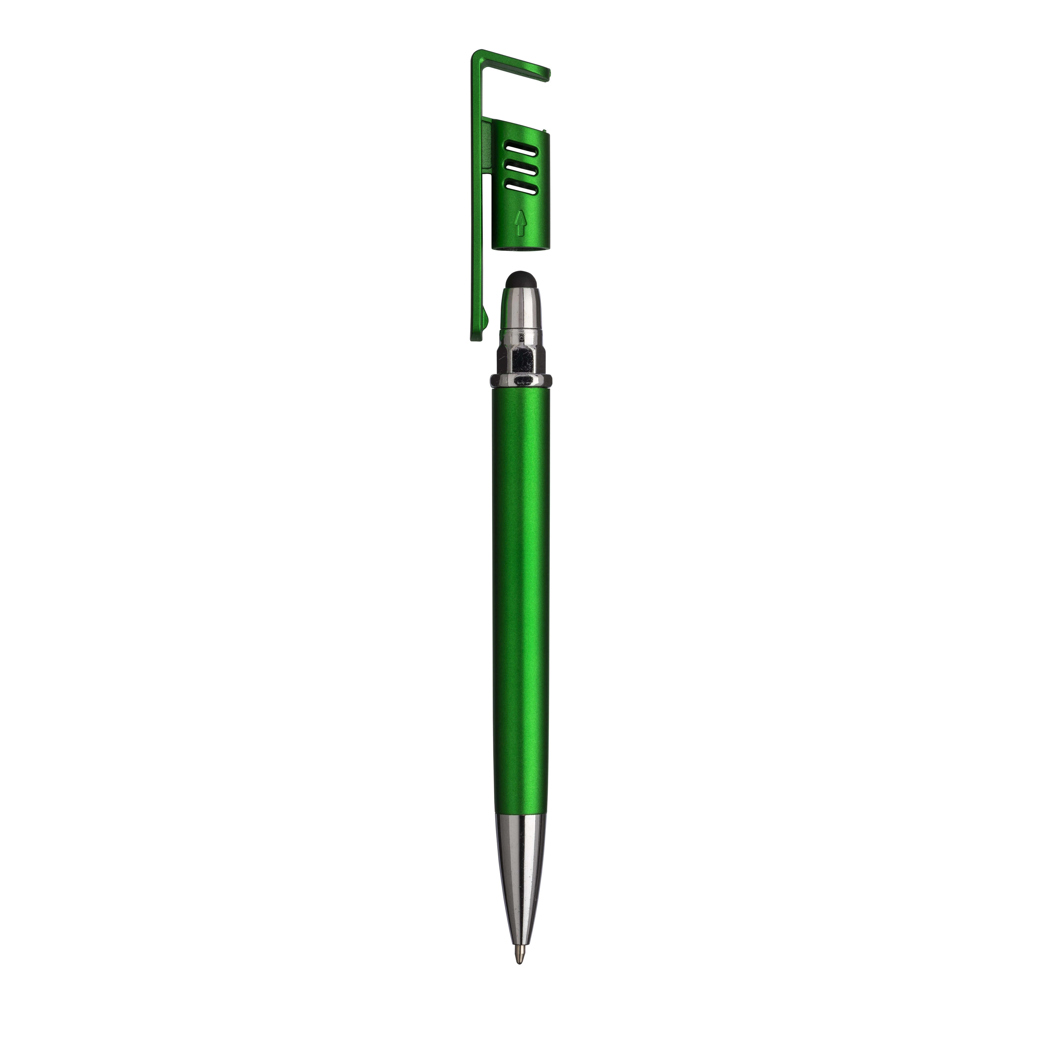 Immagine Penna twist in plastica con fusto metallizzato, stand portacellulare