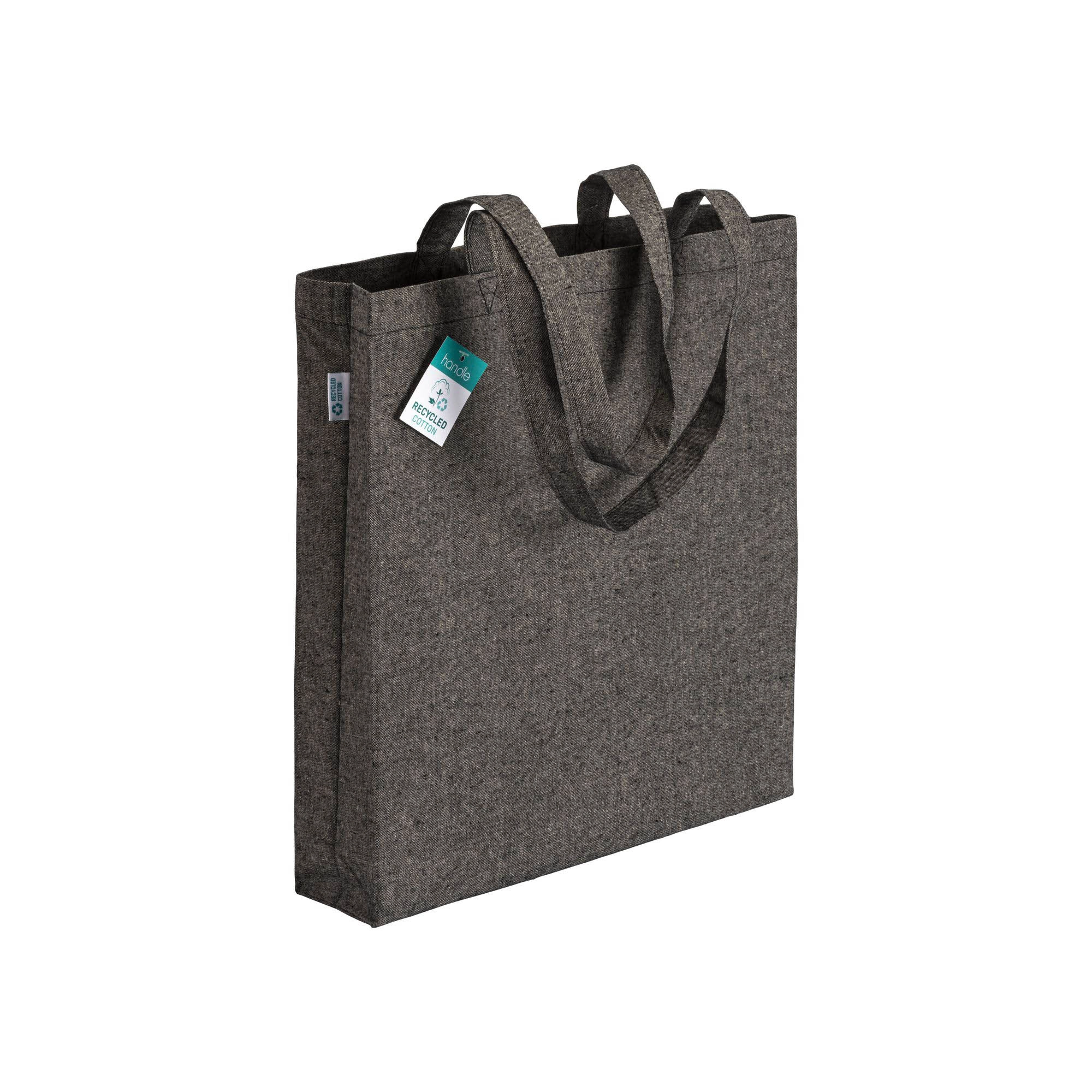 Immagine Shopper in cotone riciclato 190 g/m2, manici lunghi e soffietto