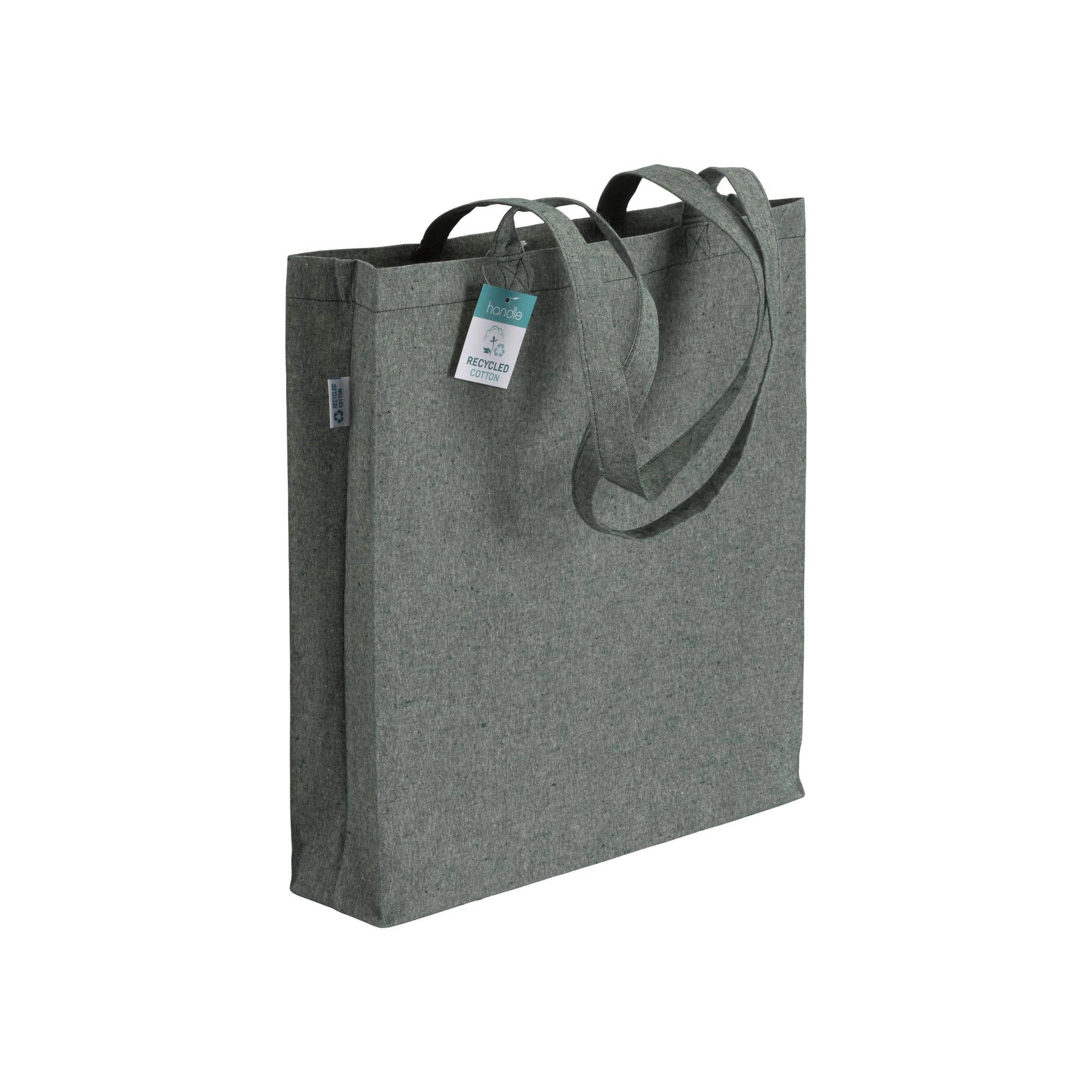 Immagine Shopper in cotone riciclato 190 g/m2, manici lunghi e soffietto