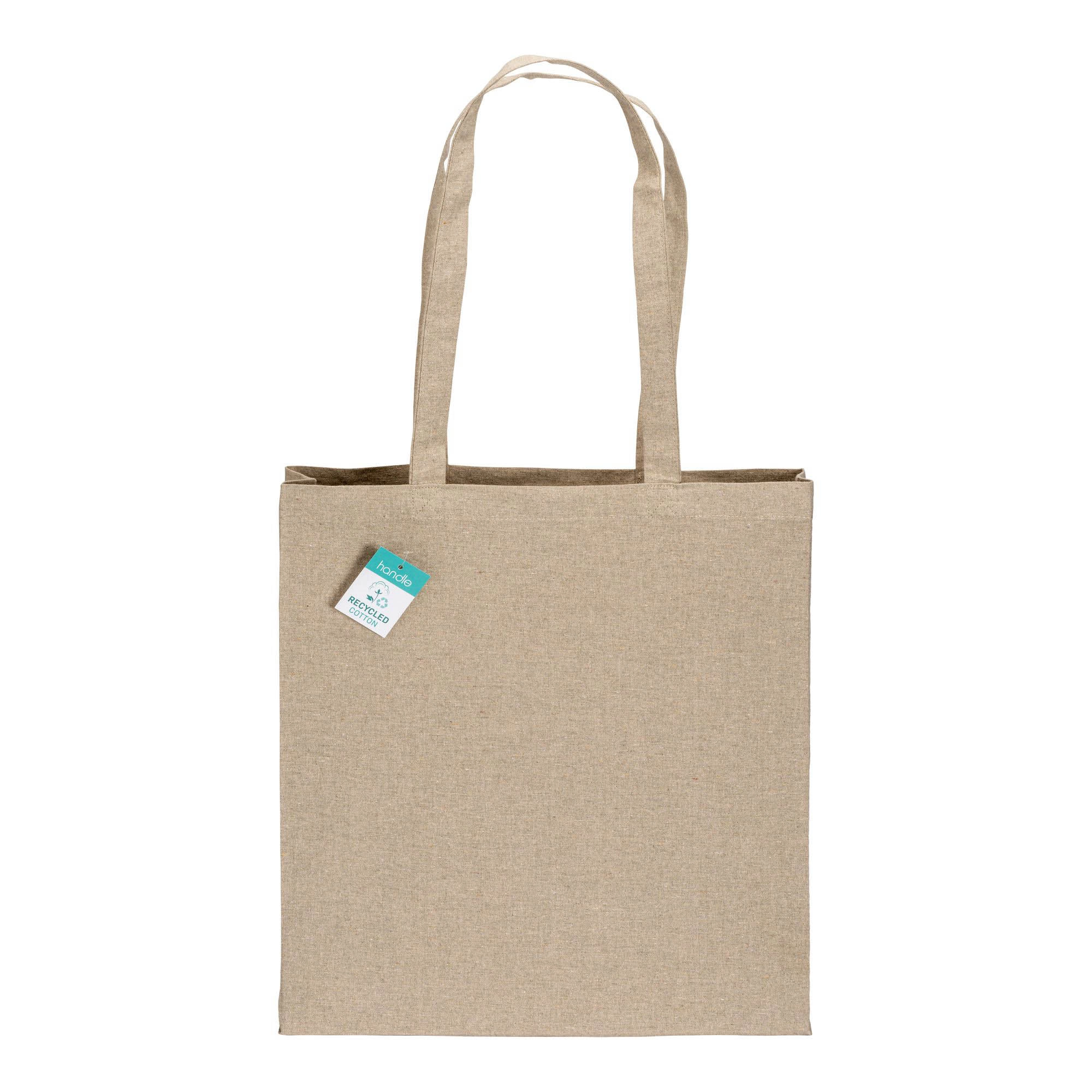 Immagine Shopper in cotone riciclato 190 g/m2, manici lunghi e soffietto
