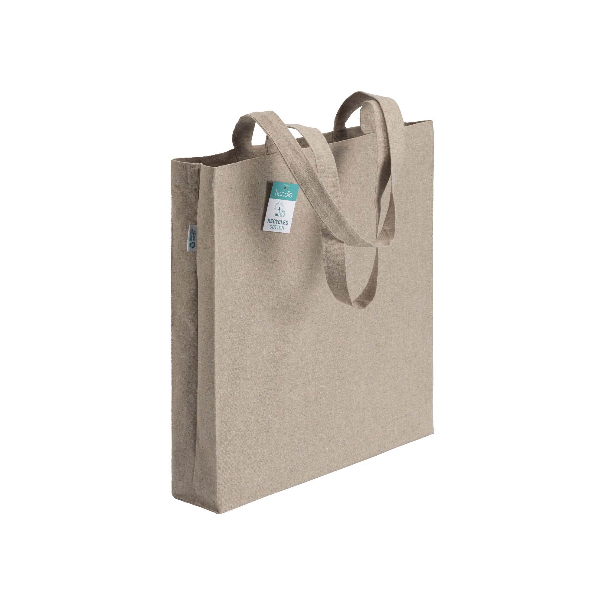 Immagine Shopper in cotone riciclato 190 g/m2, manici lunghi e soffietto