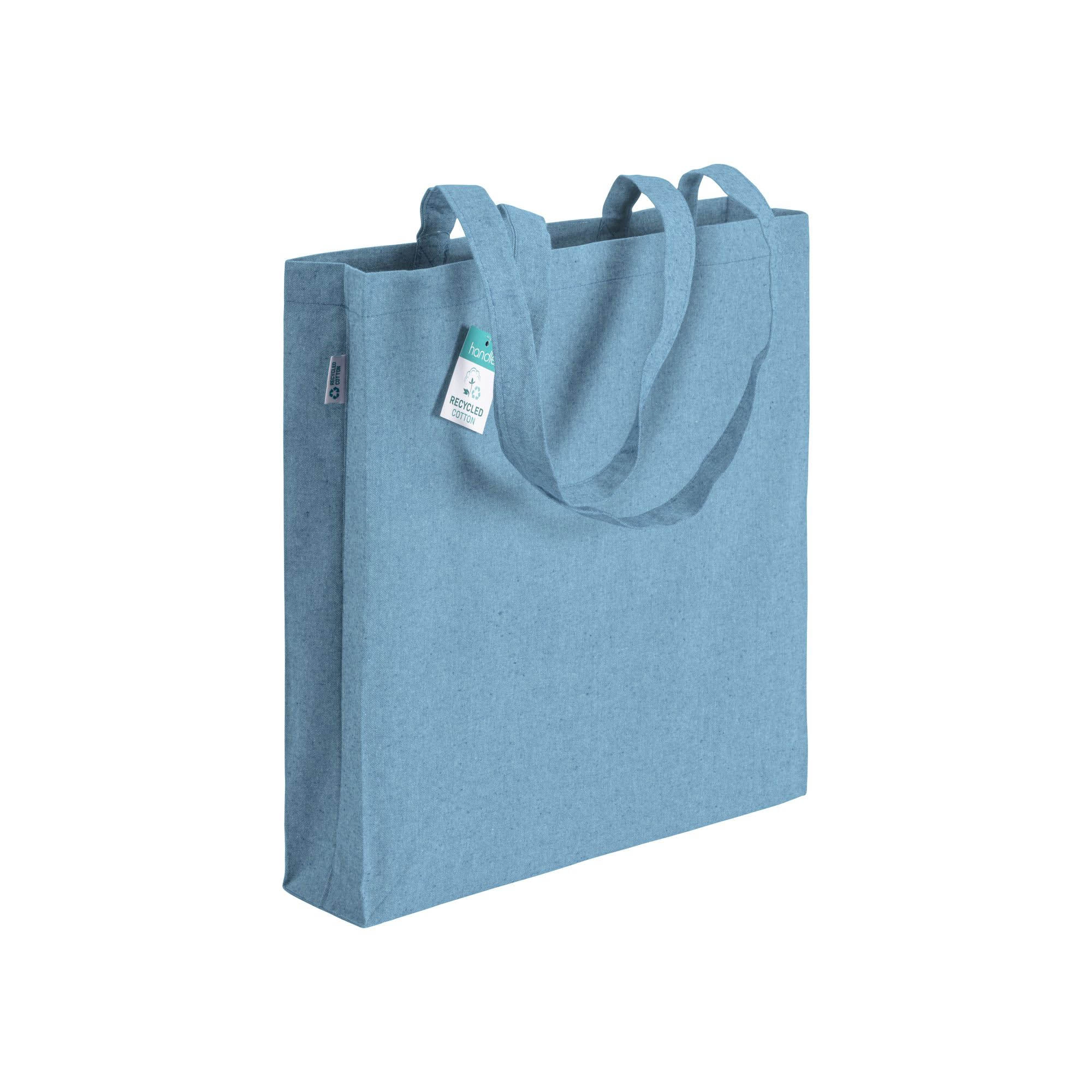 Immagine Shopper in cotone riciclato 190 g/m2, manici lunghi e soffietto