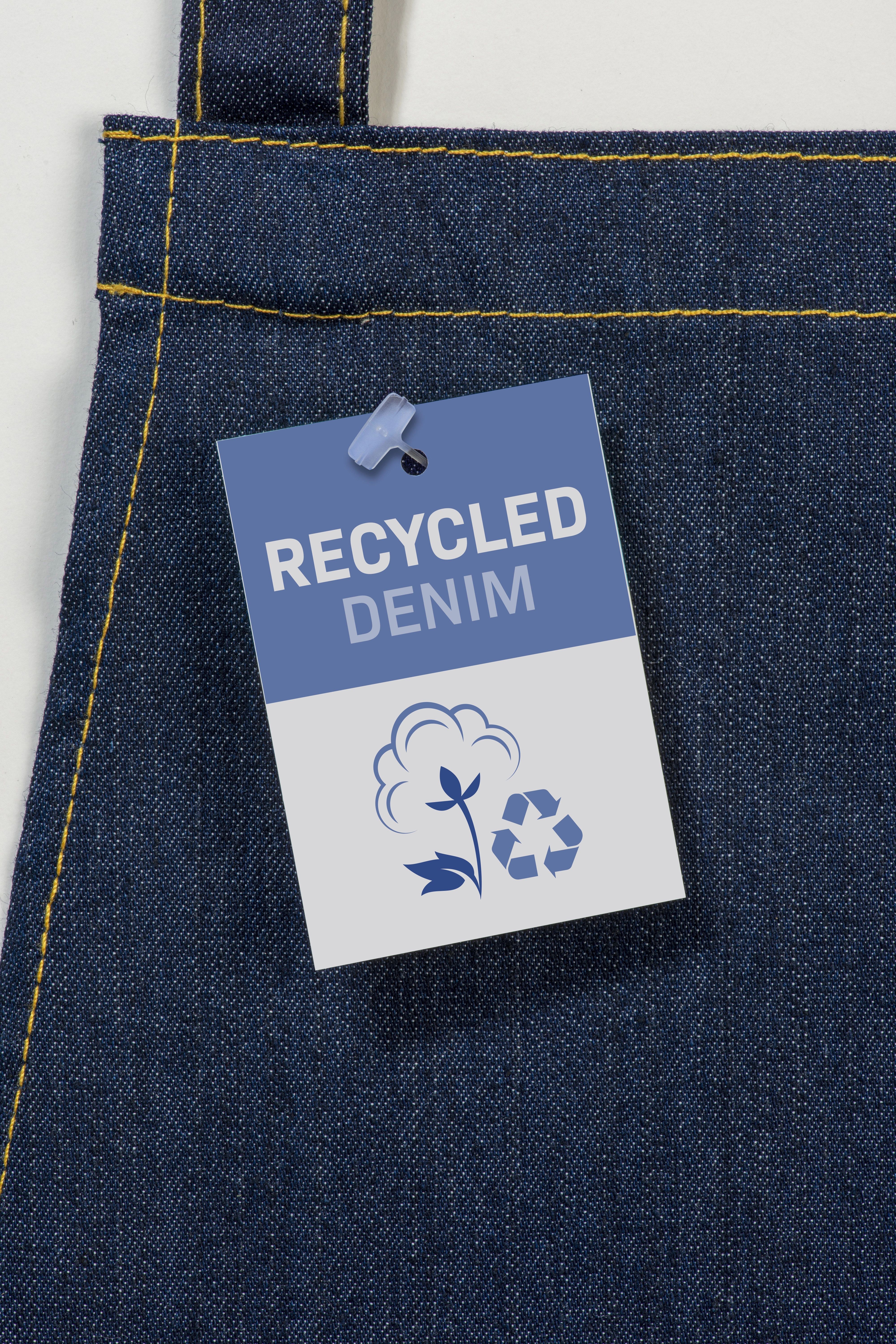 Immagine Grembiule in cotone denim riciclato con tasca frontale