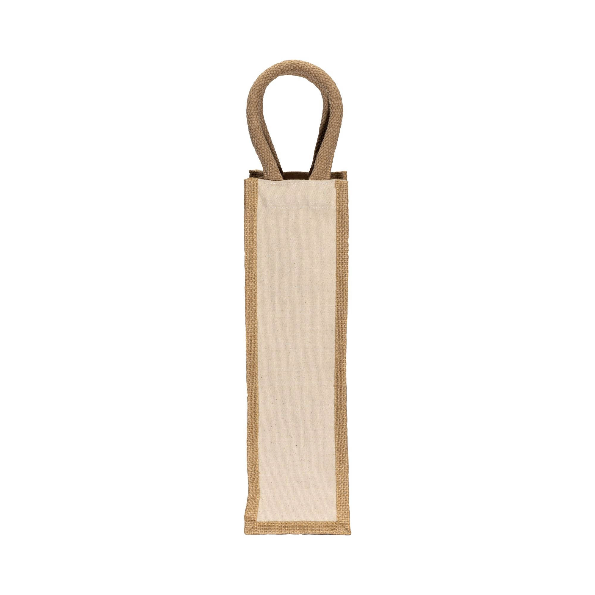 Immagine Borsa portabottiglia in juta e cotone da 280 gr/m2, con manici in corda