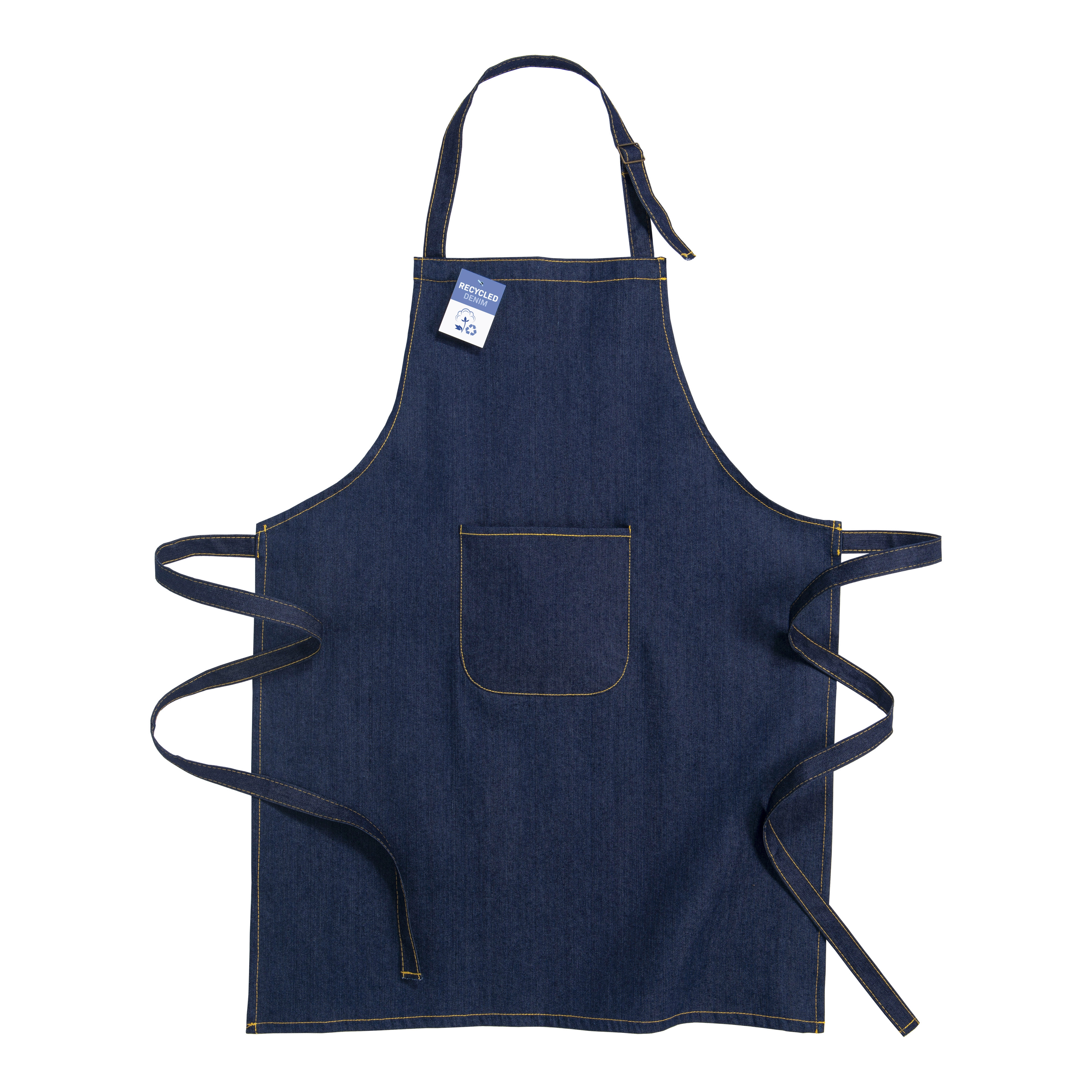 Immagine Grembiule in tessuto denim riciciclato con tasca frontale