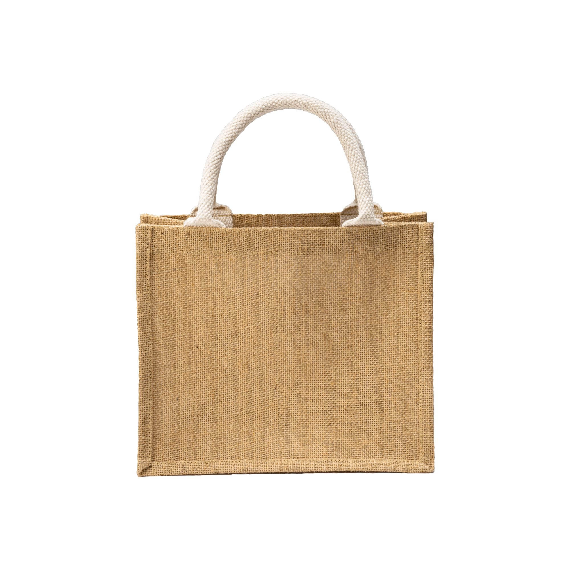 Immagine Mini borsa in juta con tasca e manici in cotone