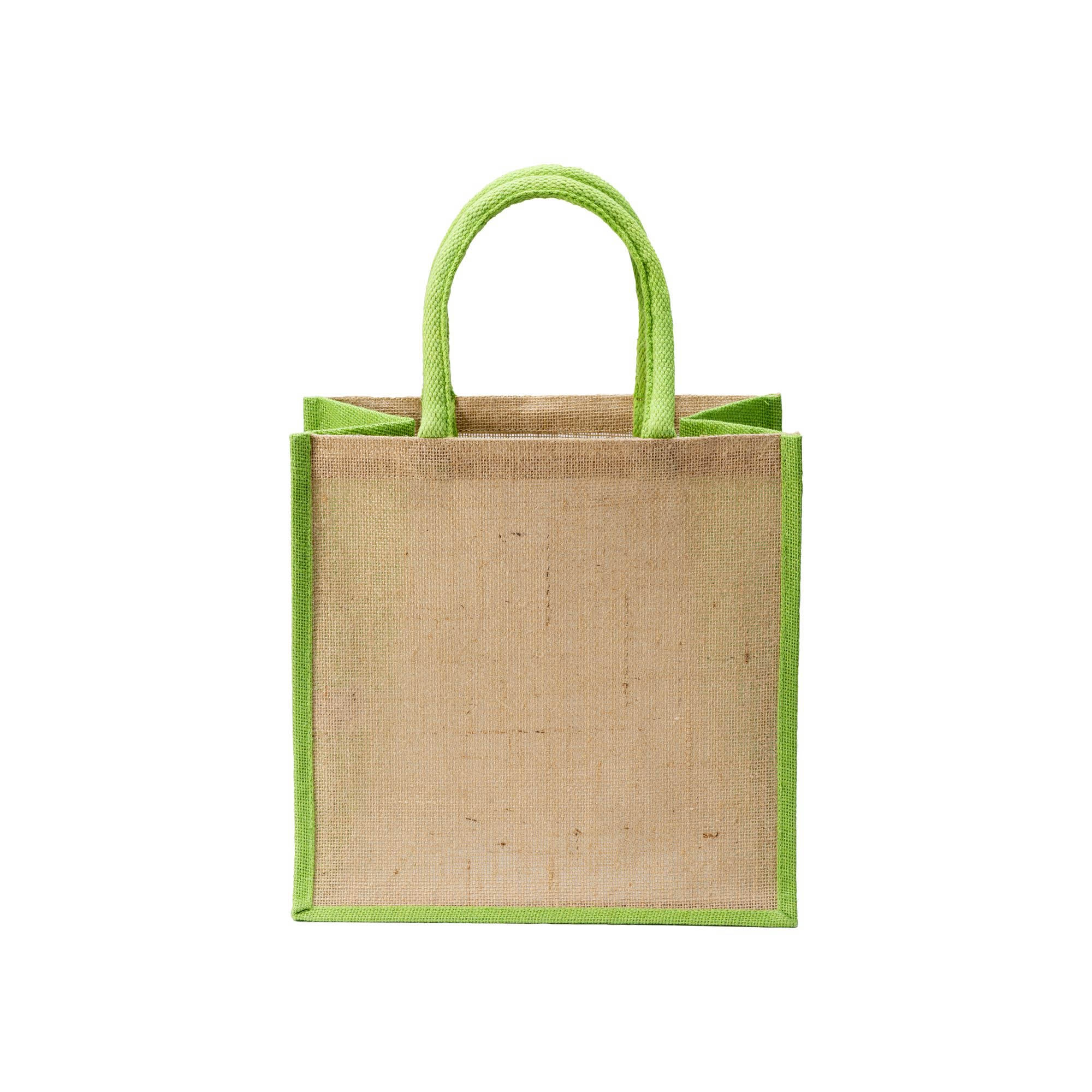 Immagine Mini borsa in juta con manici e inserti colorati