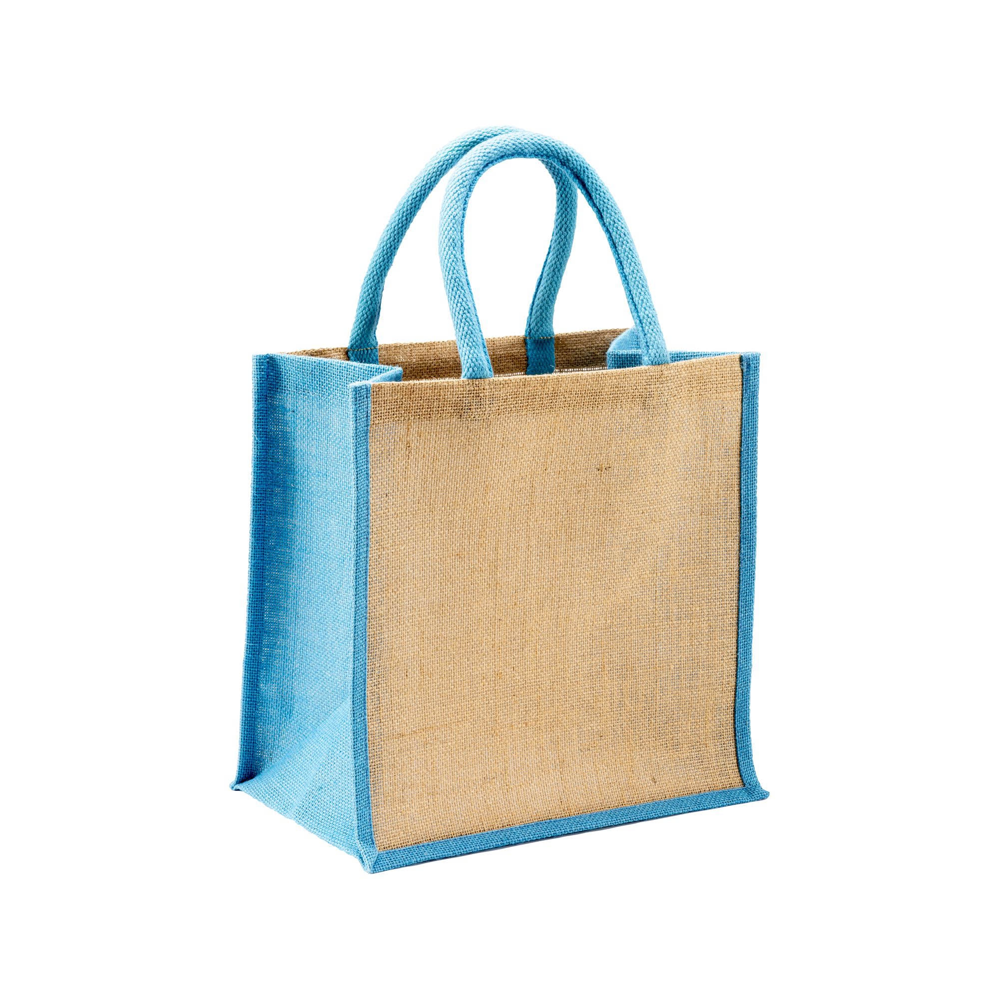 Immagine Mini borsa in juta con manici e inserti colorati