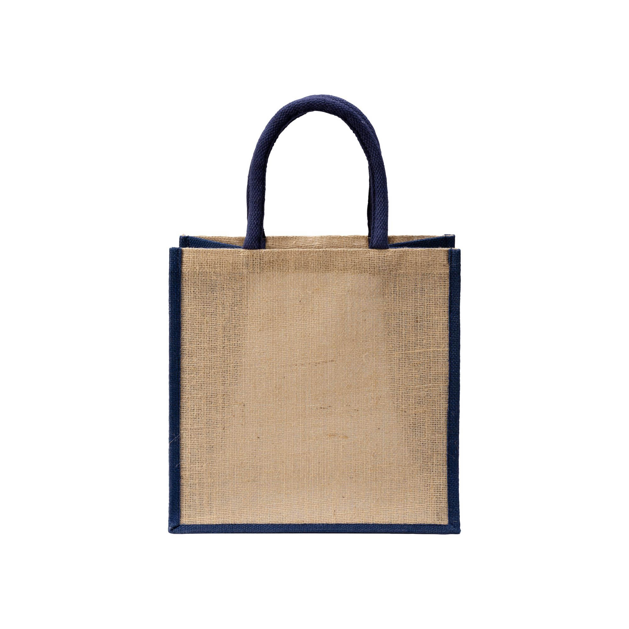 Immagine Mini borsa in juta con manici e inserti colorati