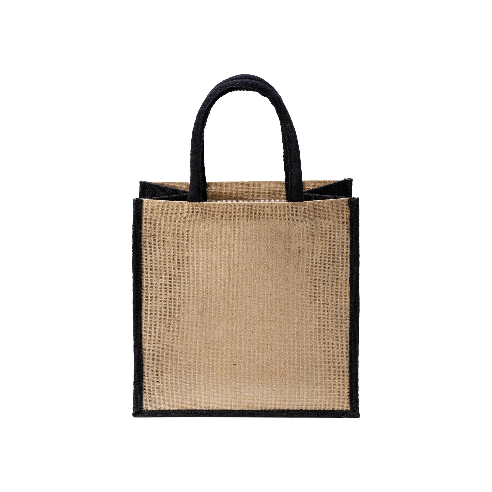 Immagine Mini borsa in juta con manici e inserti colorati