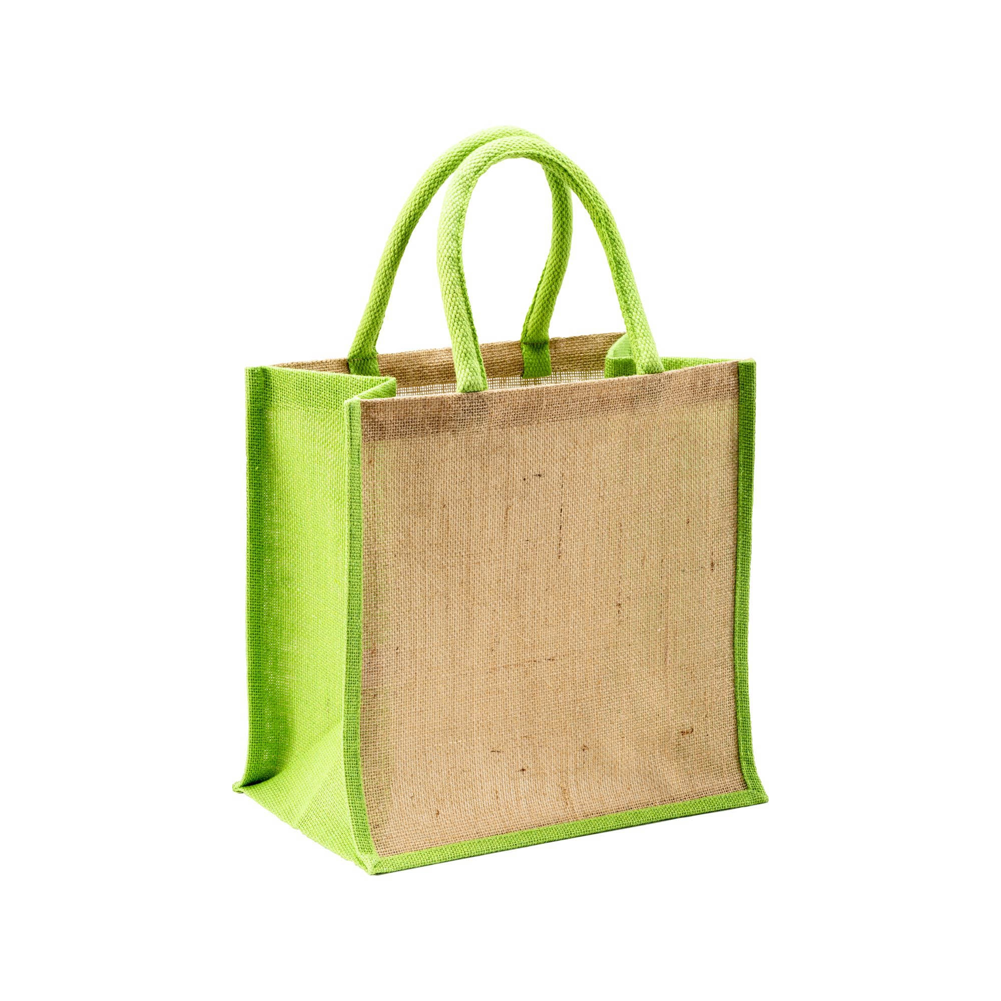 Immagine Mini borsa in juta con manici e inserti colorati