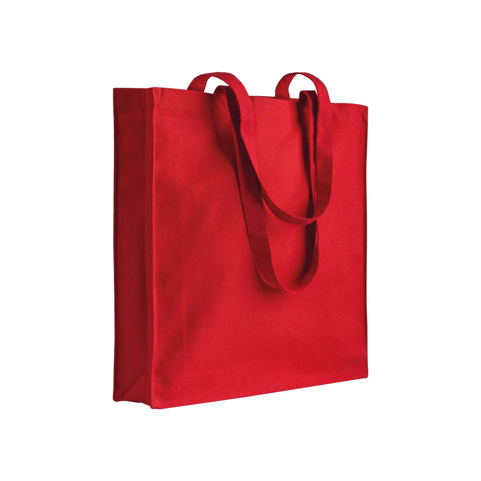 Immagine Shopper in cotone/poliestere riciclato 180 g/m2, manici lunghi e soffietto