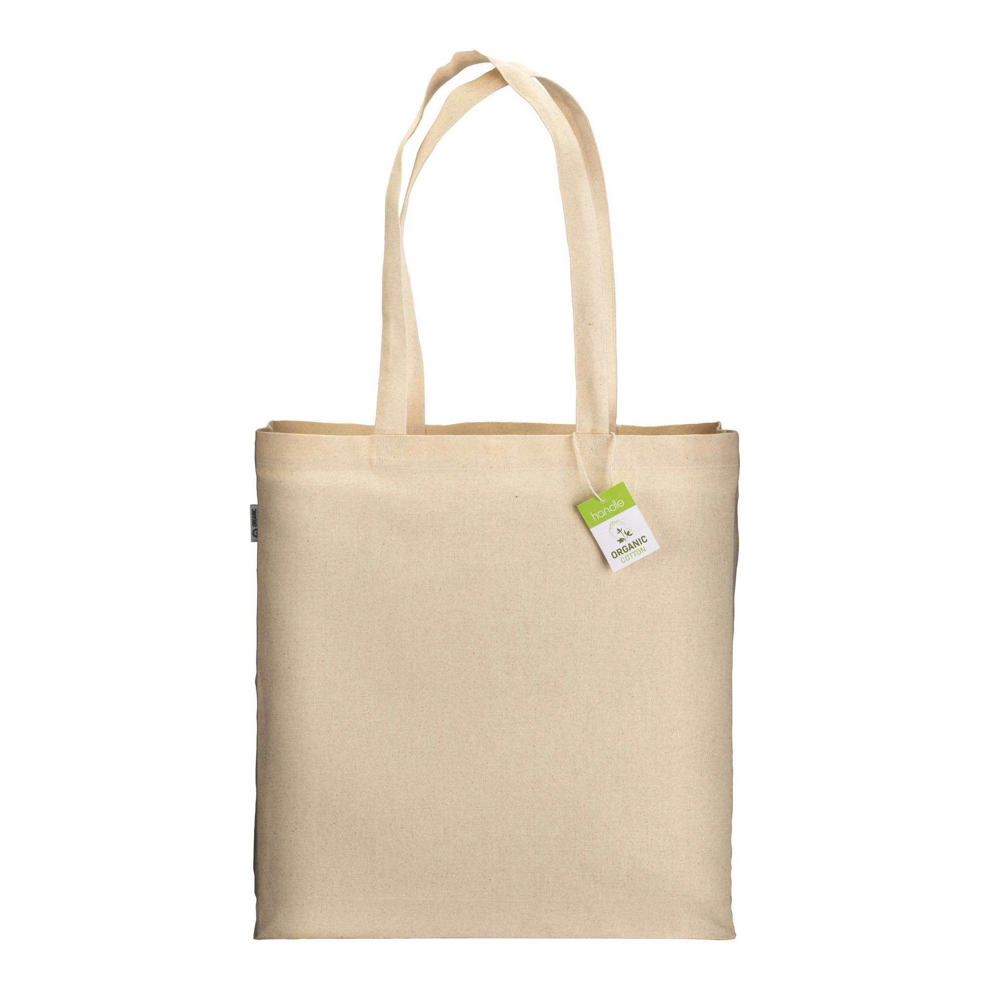 Immagine Shopper in cotone biologico 220 g/m2, manici lunghi e soffietto