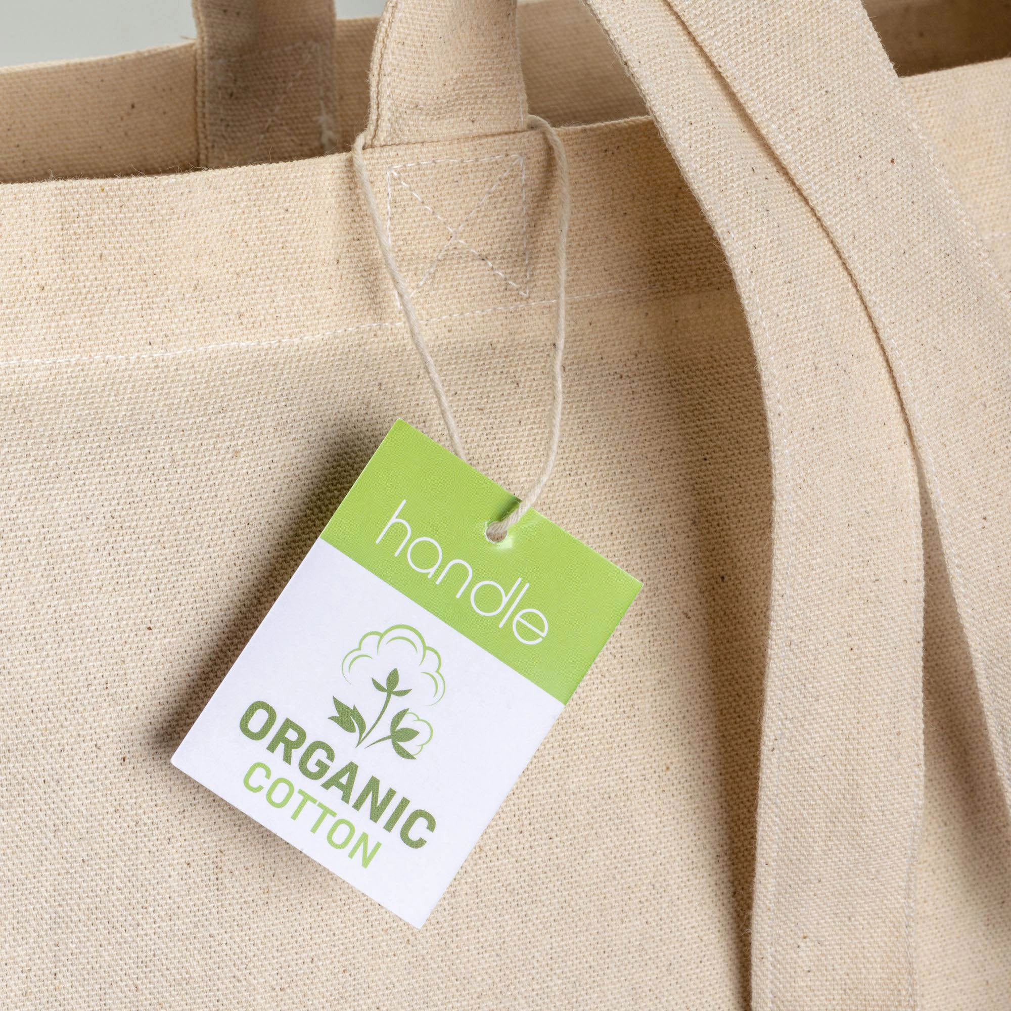 Immagine Shopper in cotone biologico 220 g/m2, manici lunghi e soffietto