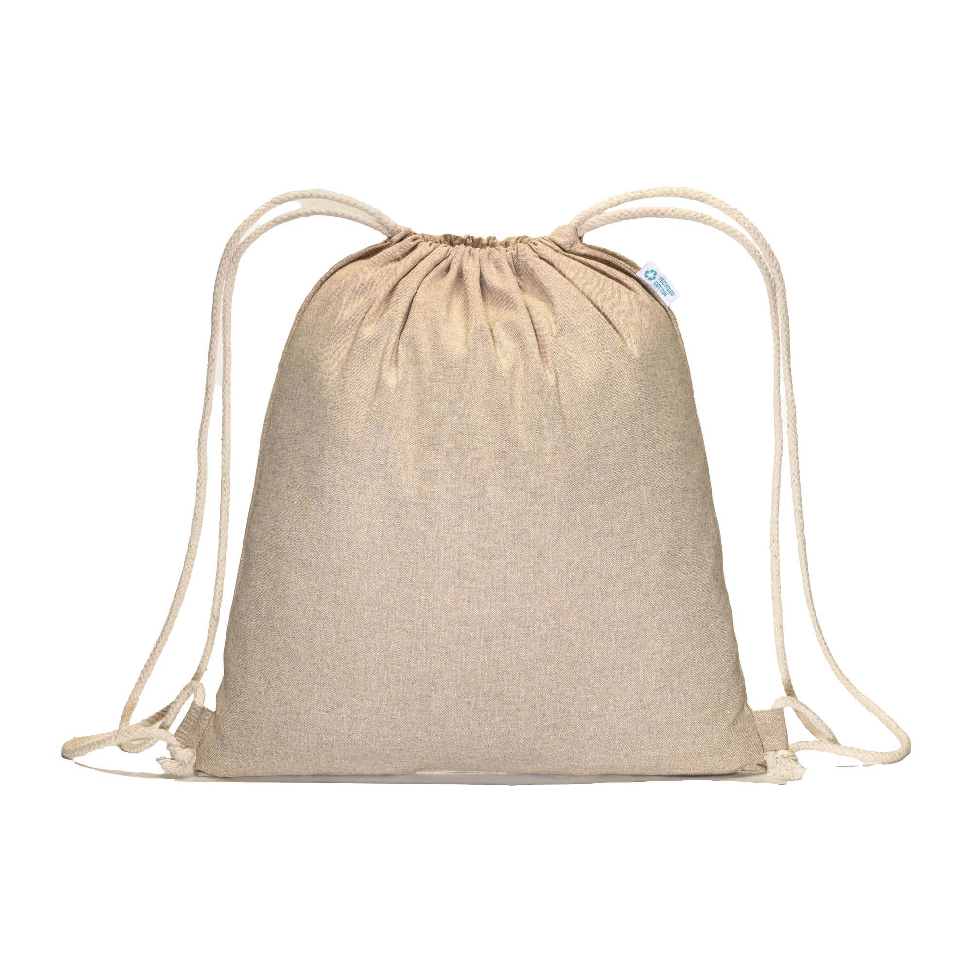 Immagine Zainetto in cotone riciclato effetto melange 180 g/m2 con chiusura a strozzo