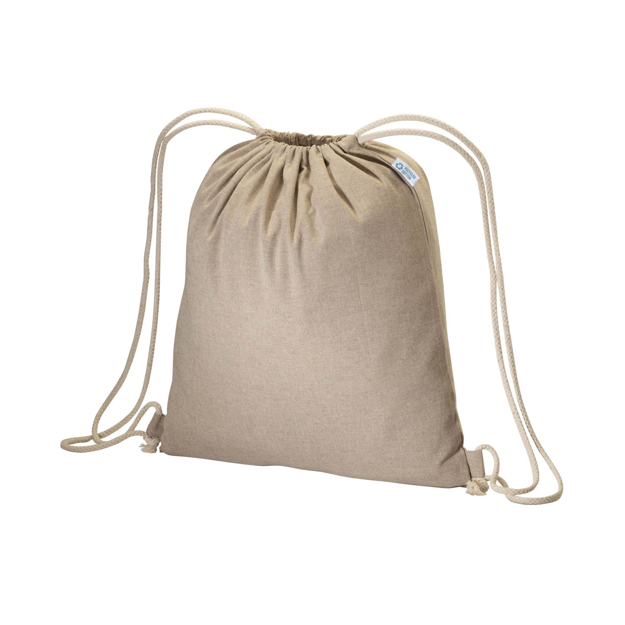 Immagine Zainetto in cotone riciclato effetto melange 180 g/m2 con chiusura a strozzo