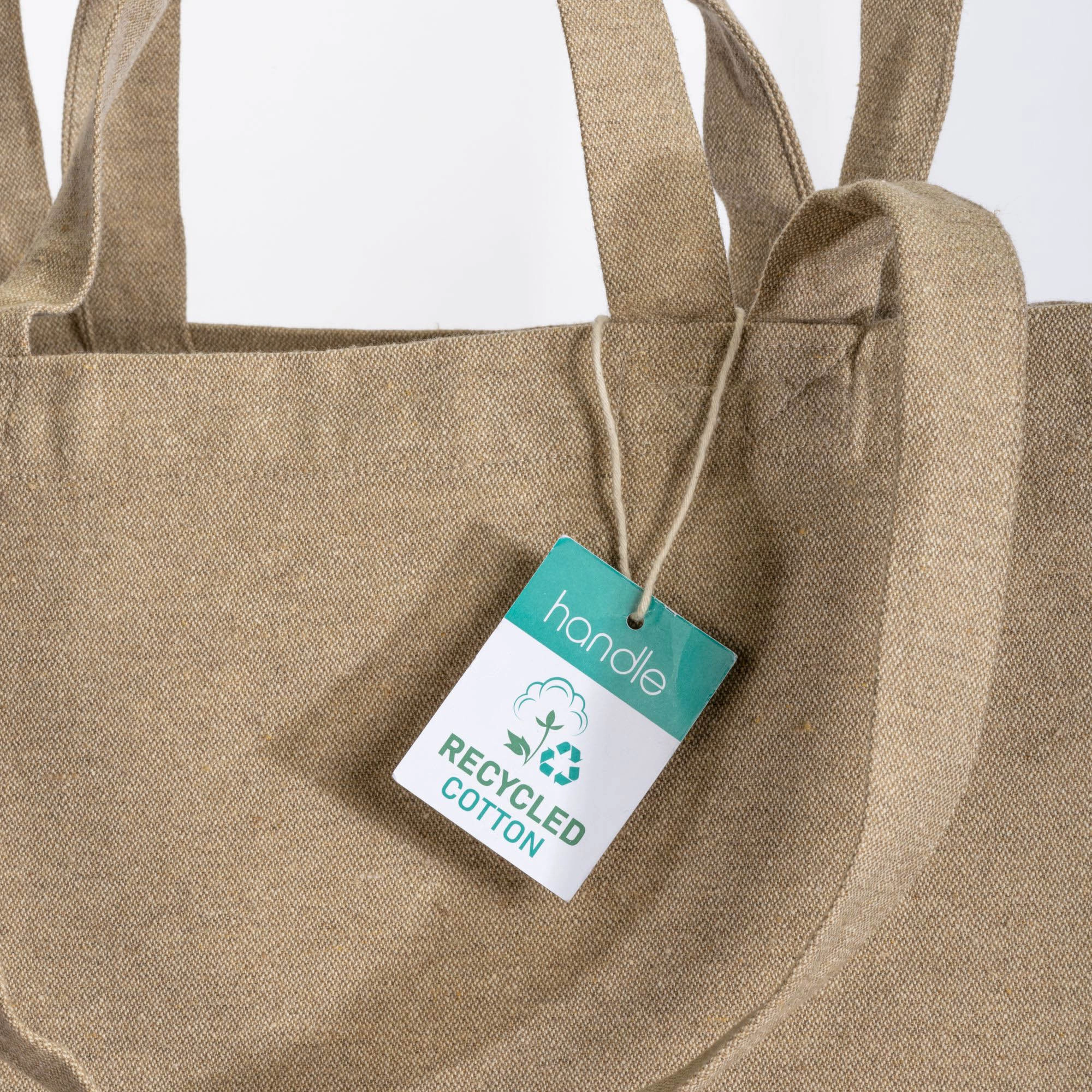 Immagine Shopper con soffietto alla base in cotone riciclato 280 g/m2, con doppi manici