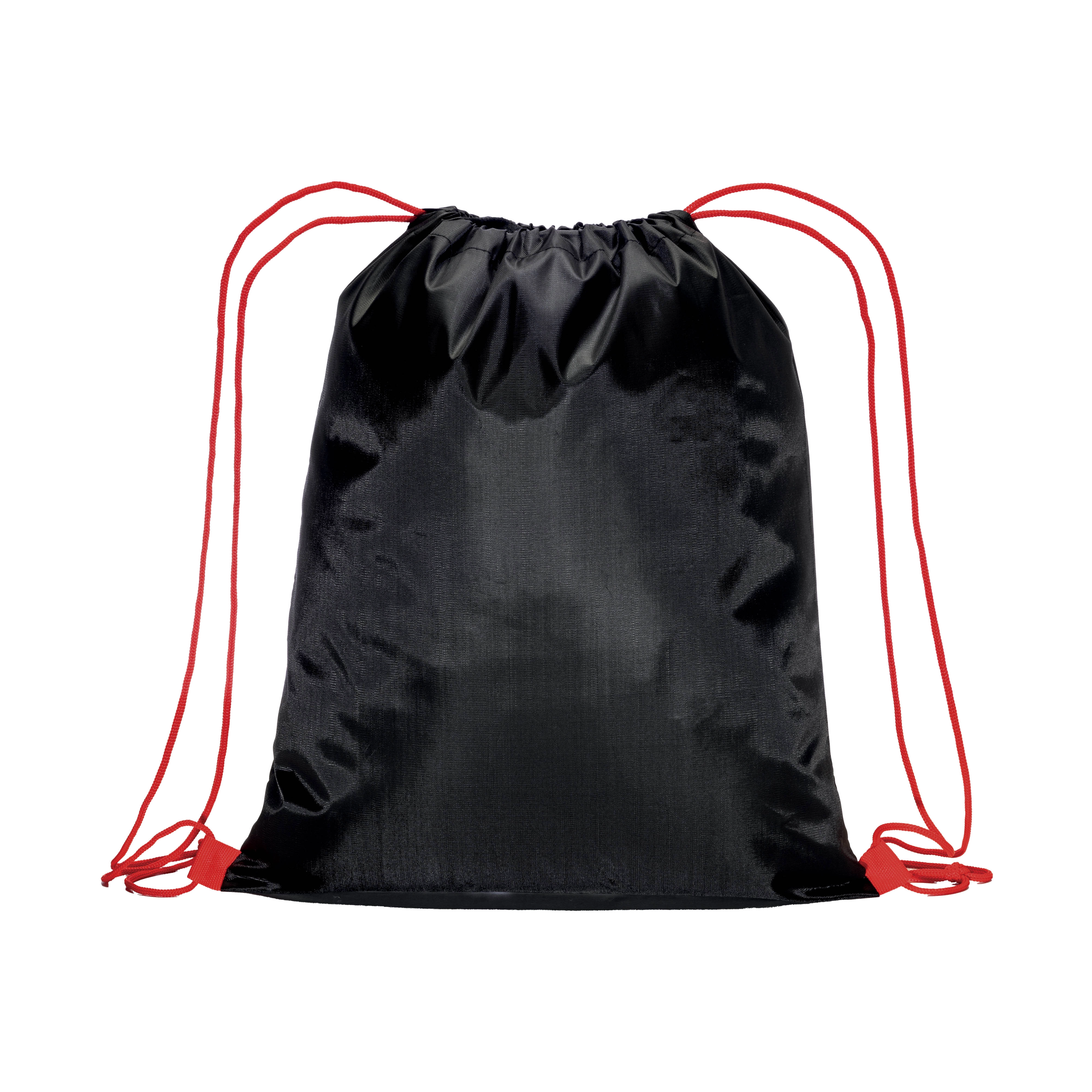 Immagine Zainetto nero in poliestere 210 T con chiusura a strozzo e cordini colorati