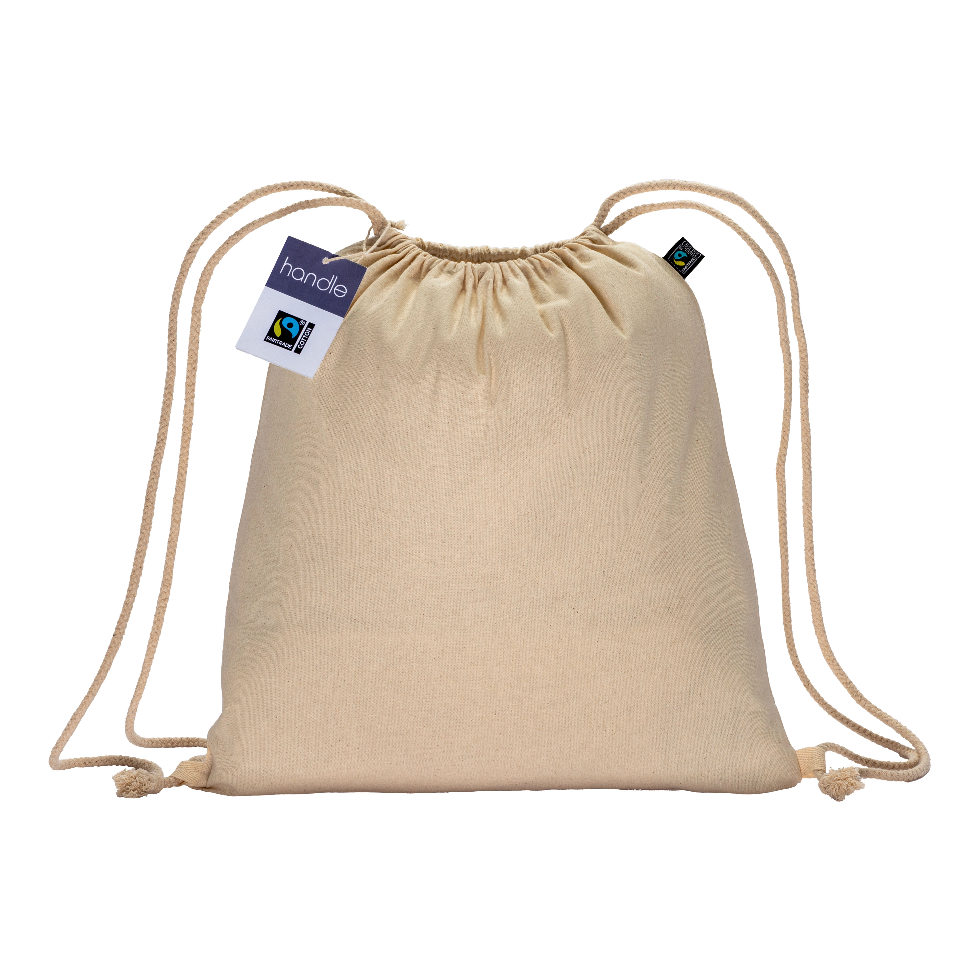 Immagine Zainetto in cotone FAIRTRADE ® 140 g/m2 con chiusura a strozzo