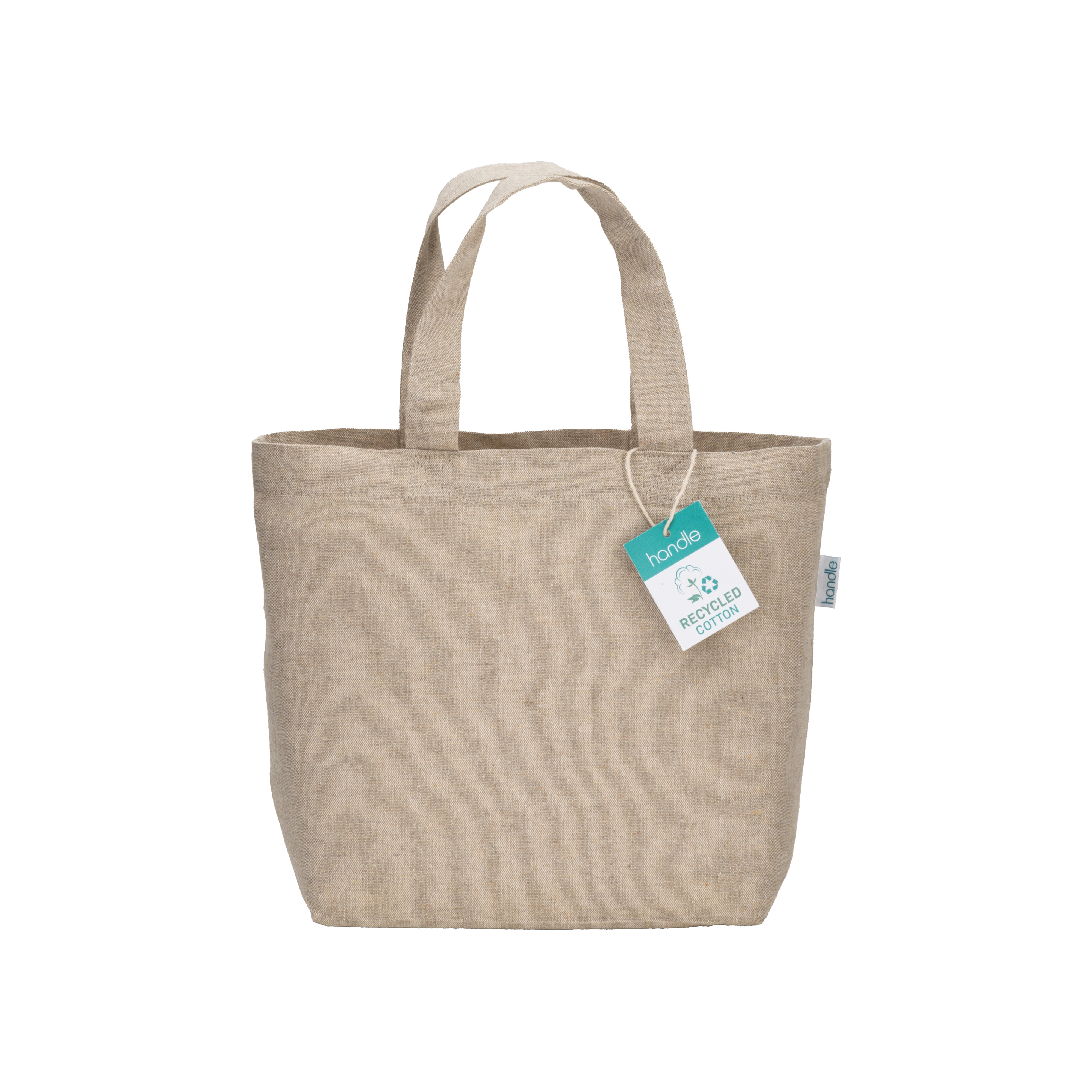 Immagine Shopper in cotone riciclato 150 g/m2 con manici corti