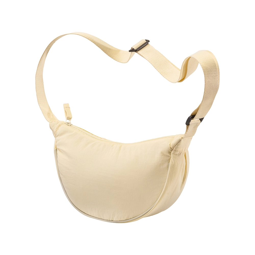 Immagine Borsa rotonda in nylon con tracolla regolabile, chiusura con zip