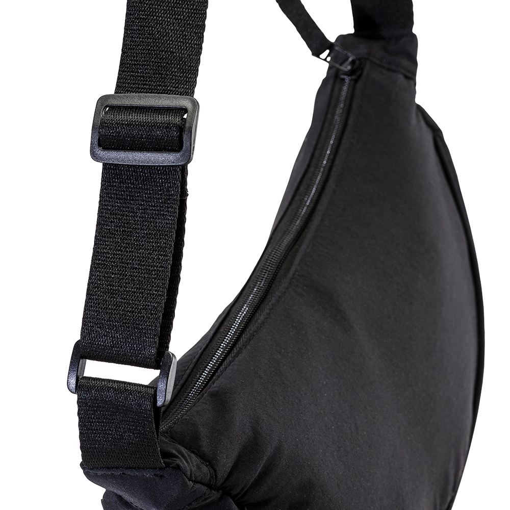 Immagine Borsa rotonda in nylon con tracolla regolabile, chiusura con zip