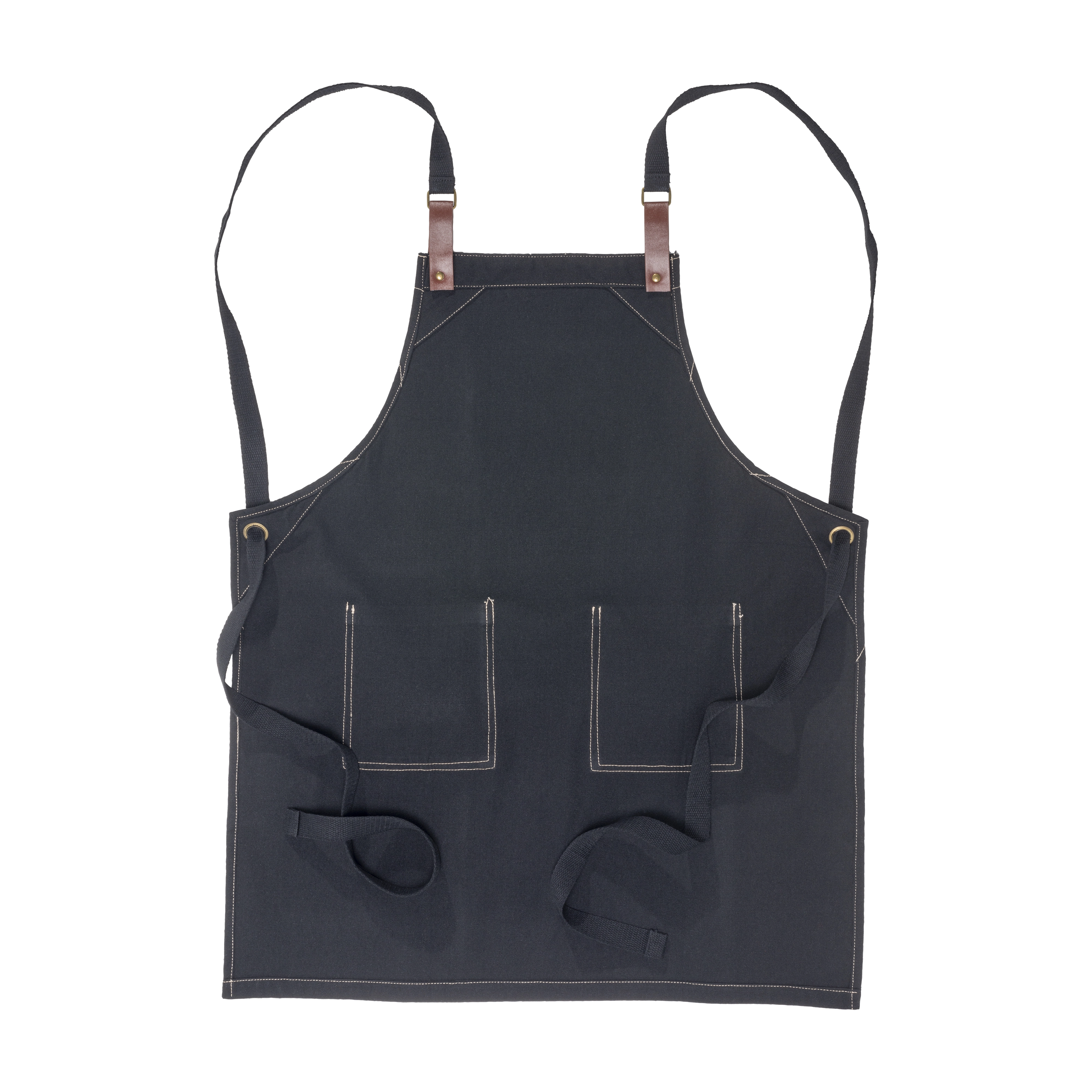 Immagine Grembiule da cucina in cotone 280 g/m2 con 2 tasche frontali, cinghie in PU regolabili.