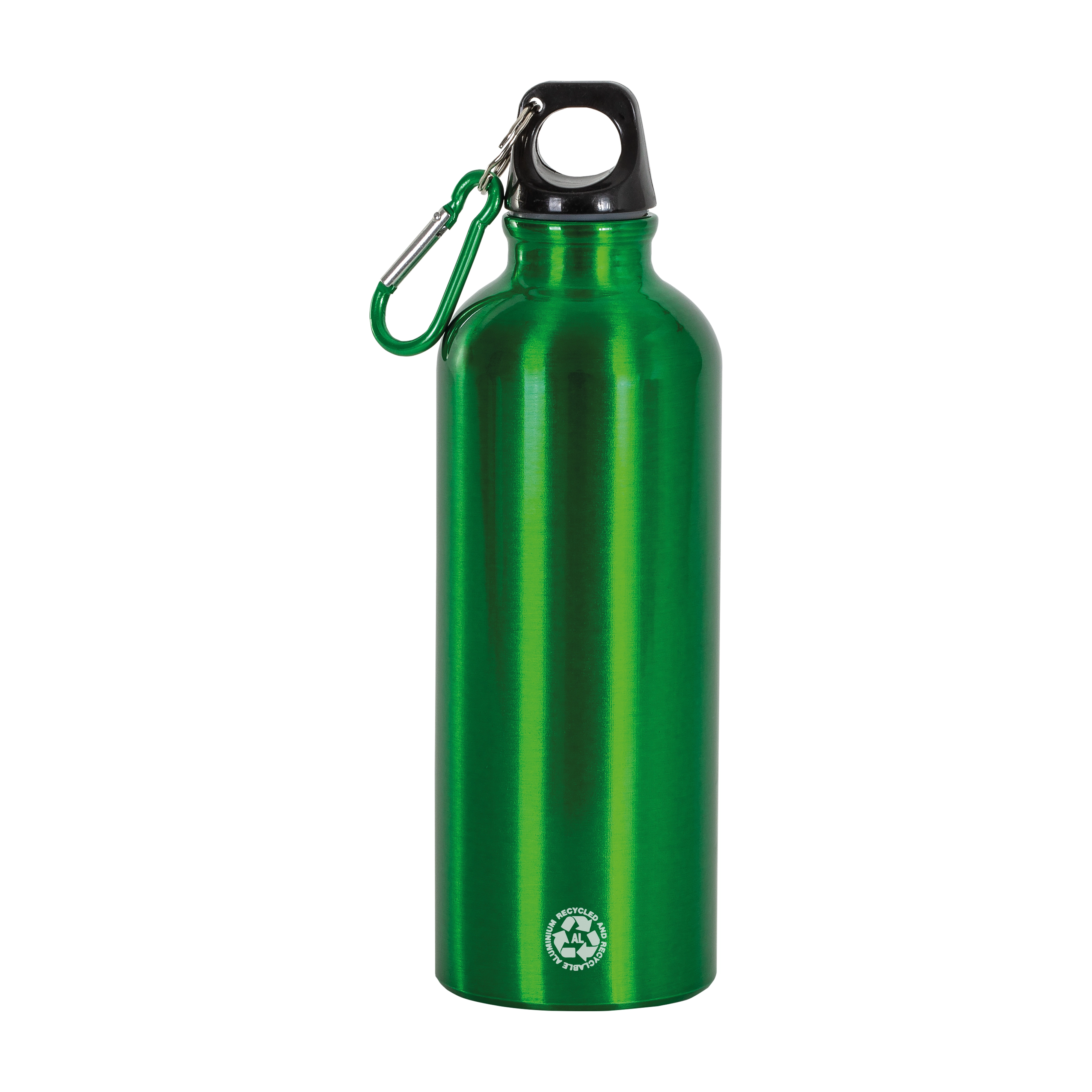Immagine Borraccia in alluminio riciclato (500ml), con tappo in plastica e moschettone