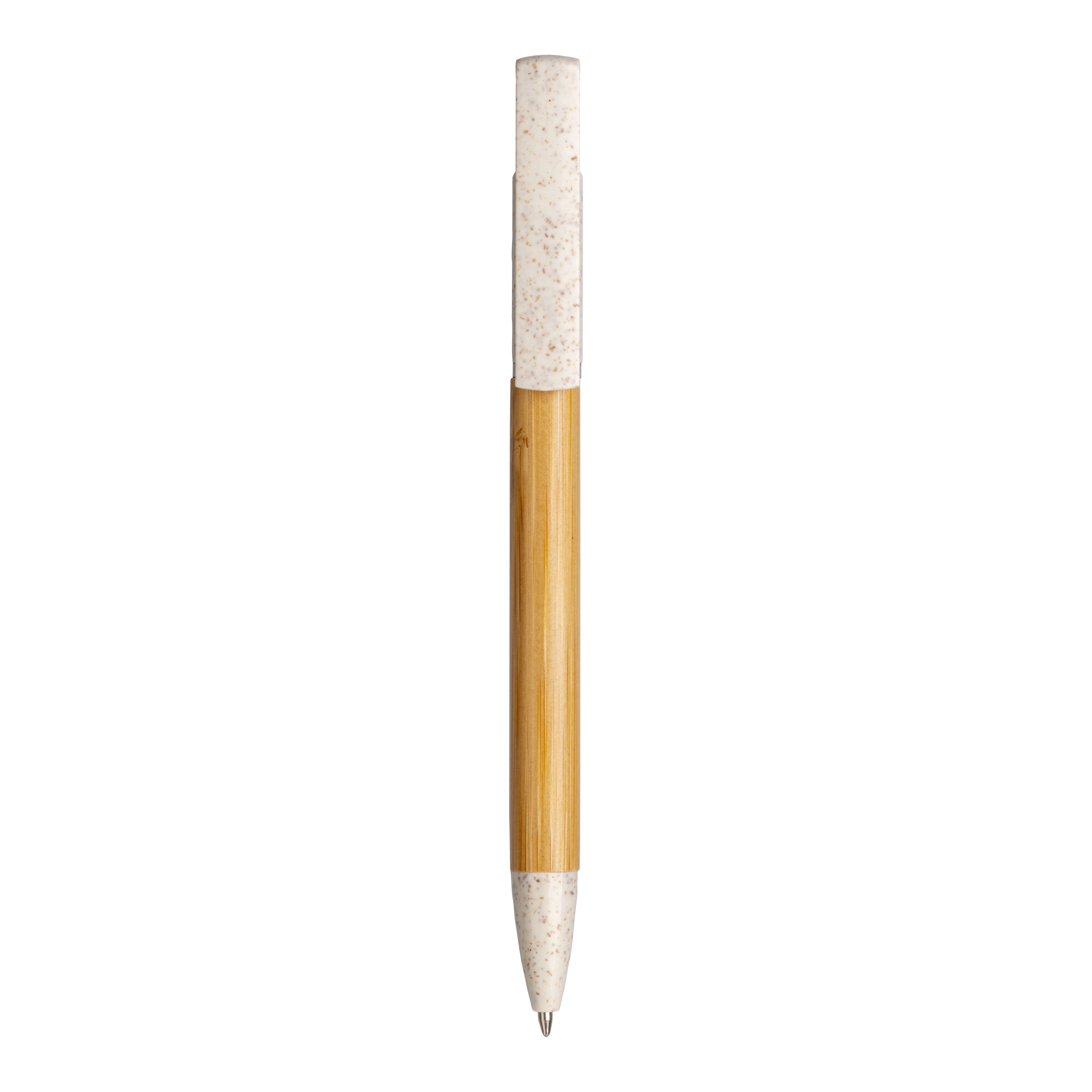 Immagine Penna twist in bambù e paglia di grano con stand porta cellulare