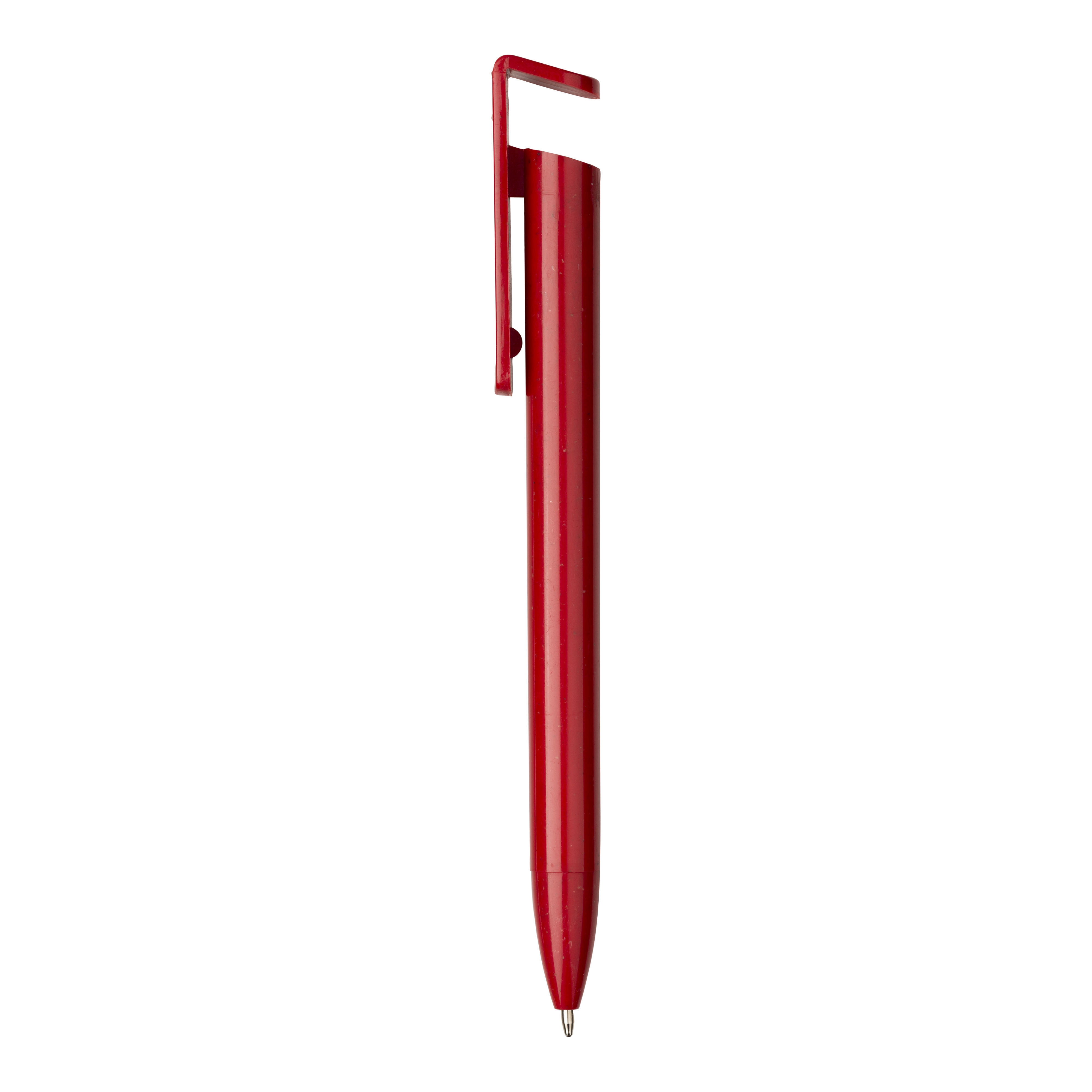 Immagine Penna twist in PP e paglia di grano con stand porta cellulare