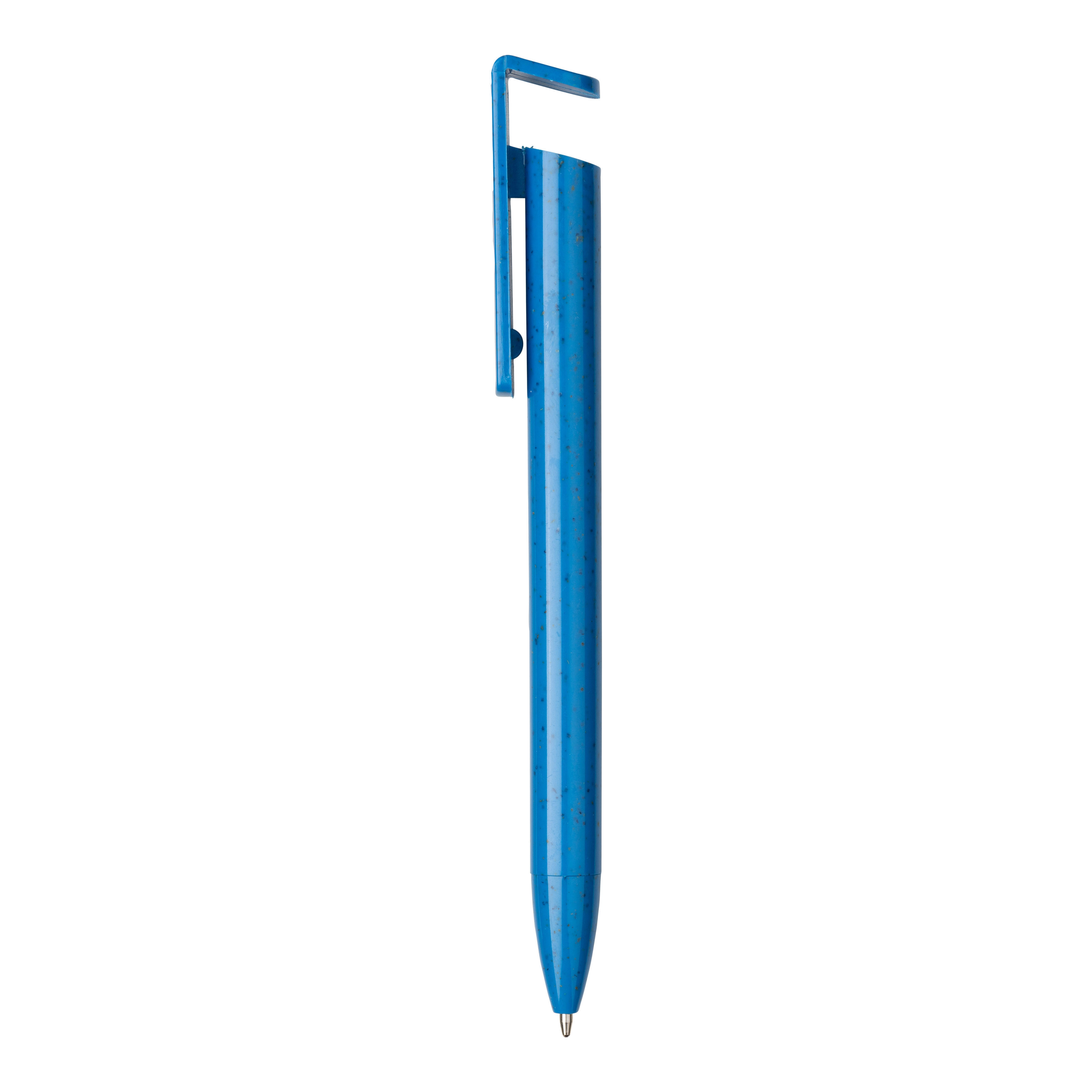 Immagine Penna twist in PP e paglia di grano con stand porta cellulare