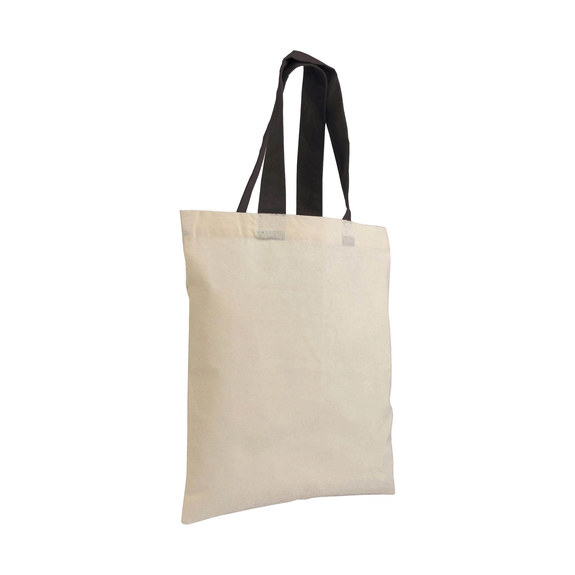 Immagine Mini borsa shopper in cotone riciclato da 140 g/m2 naturale con manici colorati