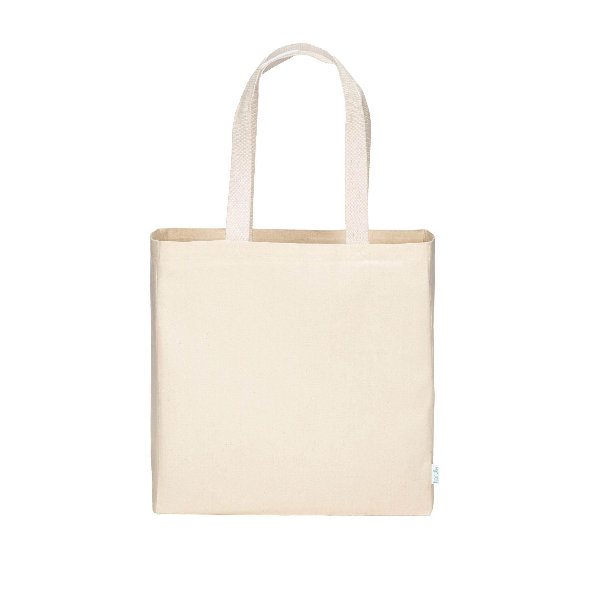 Immagine Maxi borsa shopper in cotone riciclato da 280 g/m2 naturale con manici colorati