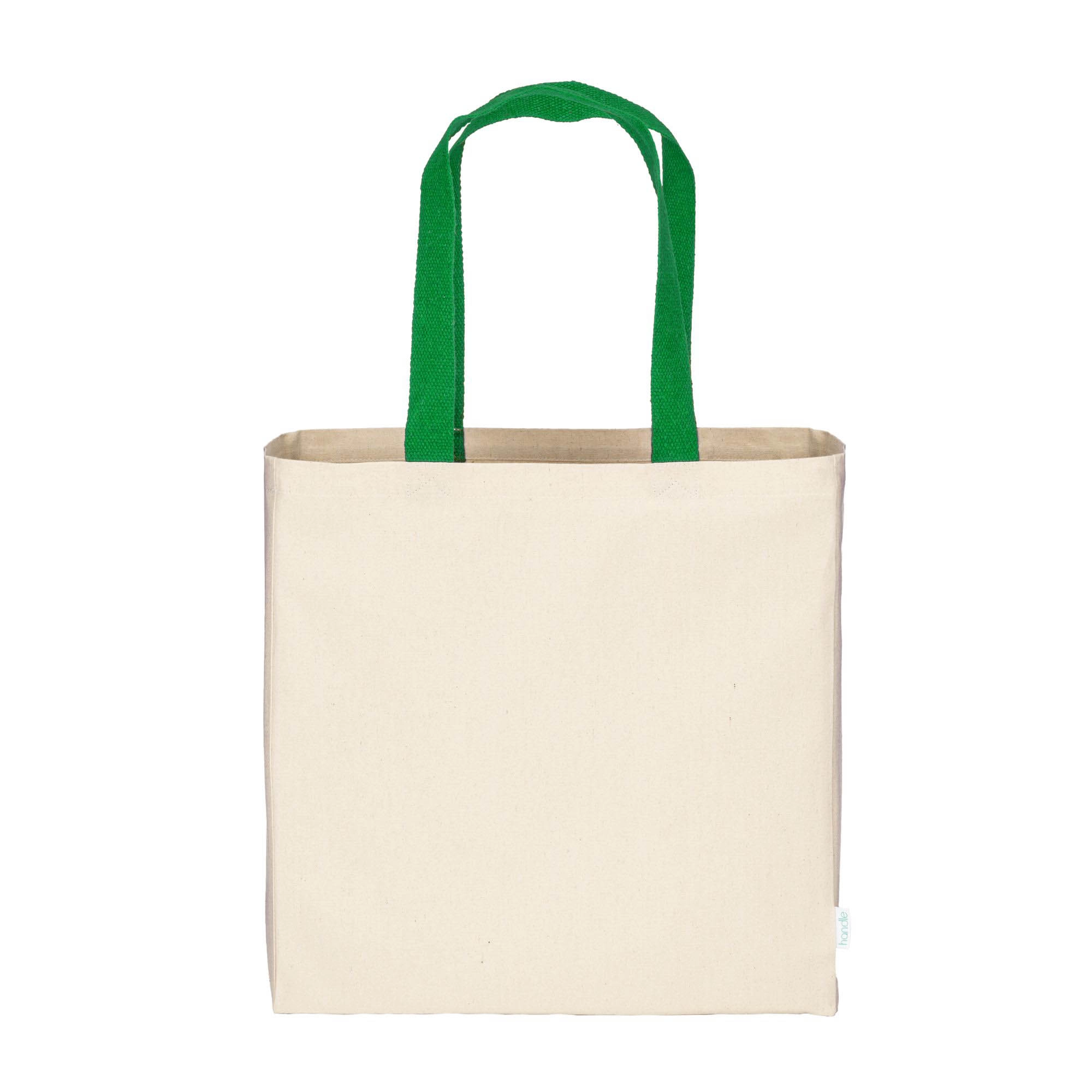 Immagine Maxi borsa shopper in cotone riciclato da 280 g/m2 naturale con manici colorati