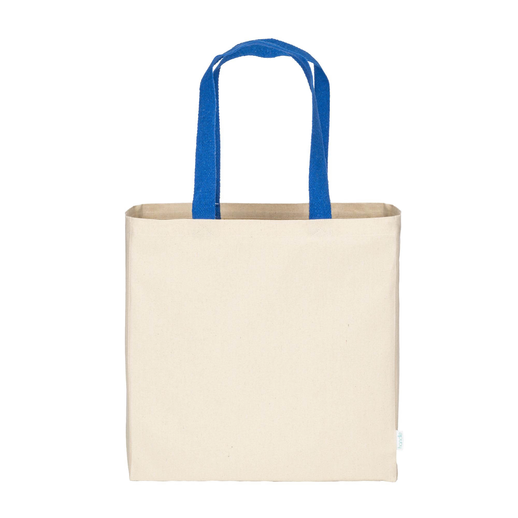 Immagine Maxi borsa shopper in cotone riciclato da 280 g/m2 naturale con manici colorati