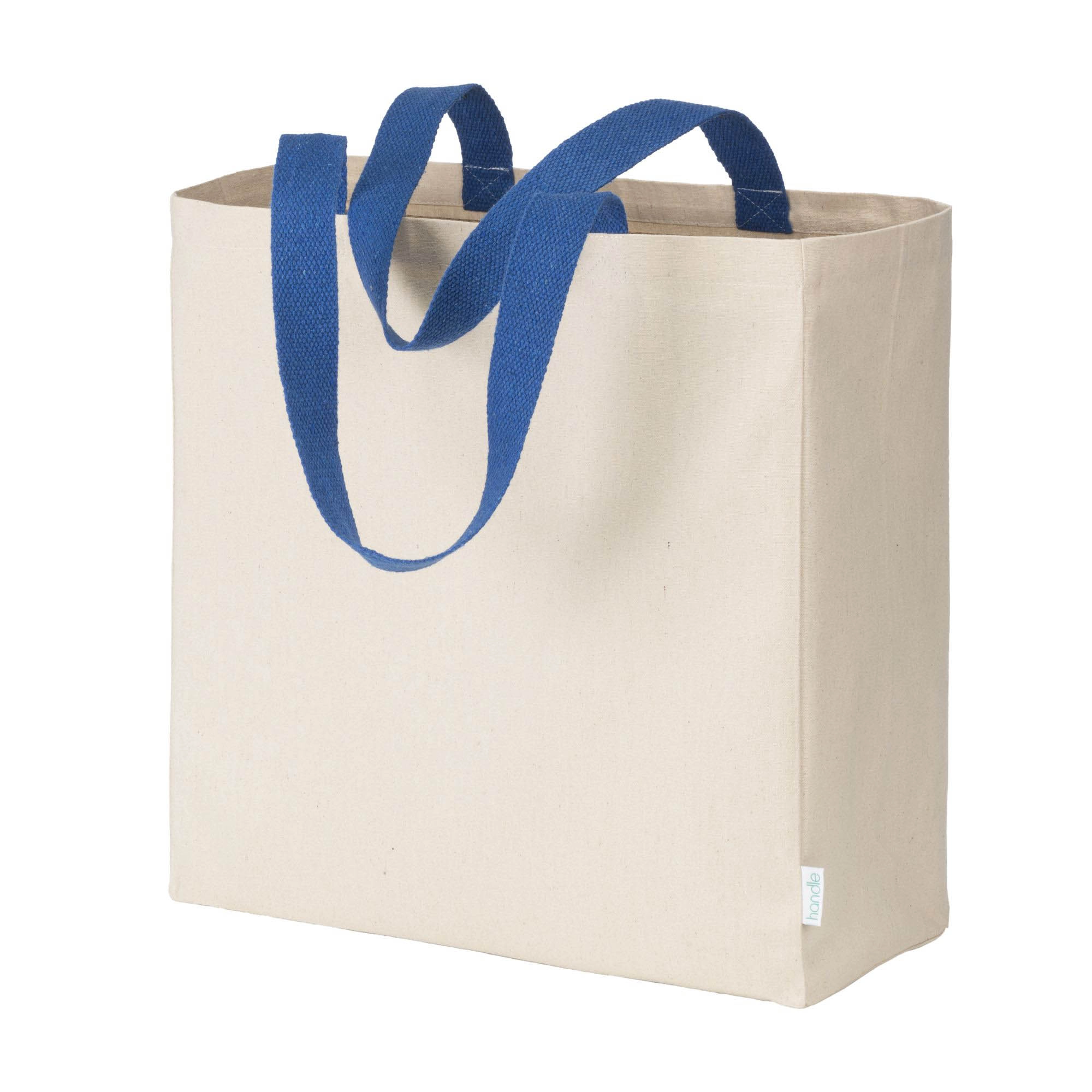 Immagine Maxi borsa shopper in cotone riciclato da 280 g/m2 naturale con manici colorati