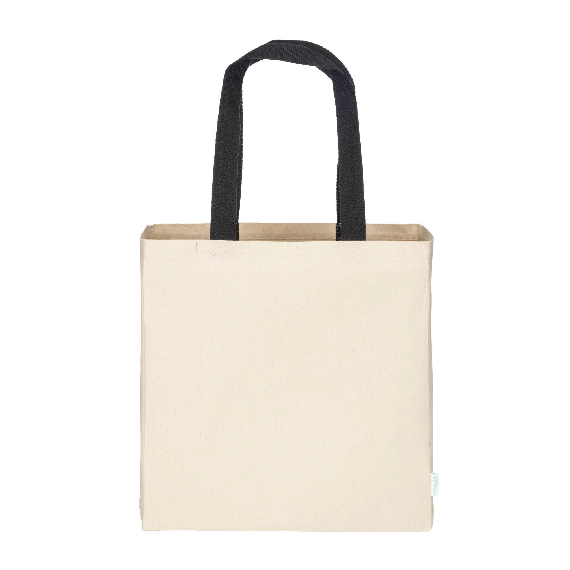 Immagine Maxi borsa shopper in cotone riciclato da 280 g/m2 naturale con manici colorati