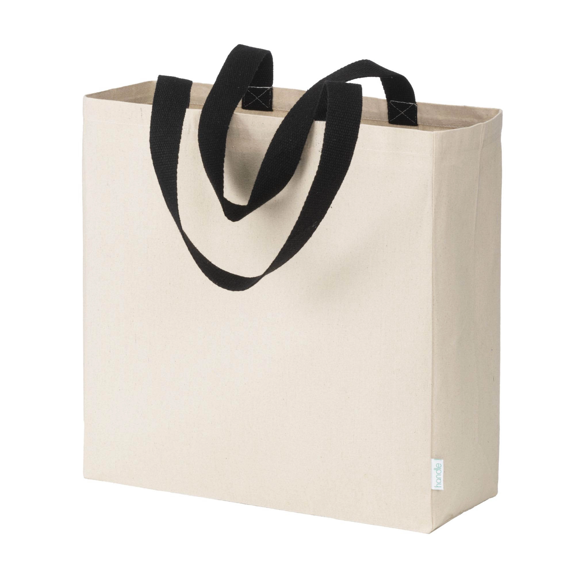 Immagine Maxi borsa shopper in cotone riciclato da 280 g/m2 naturale con manici colorati