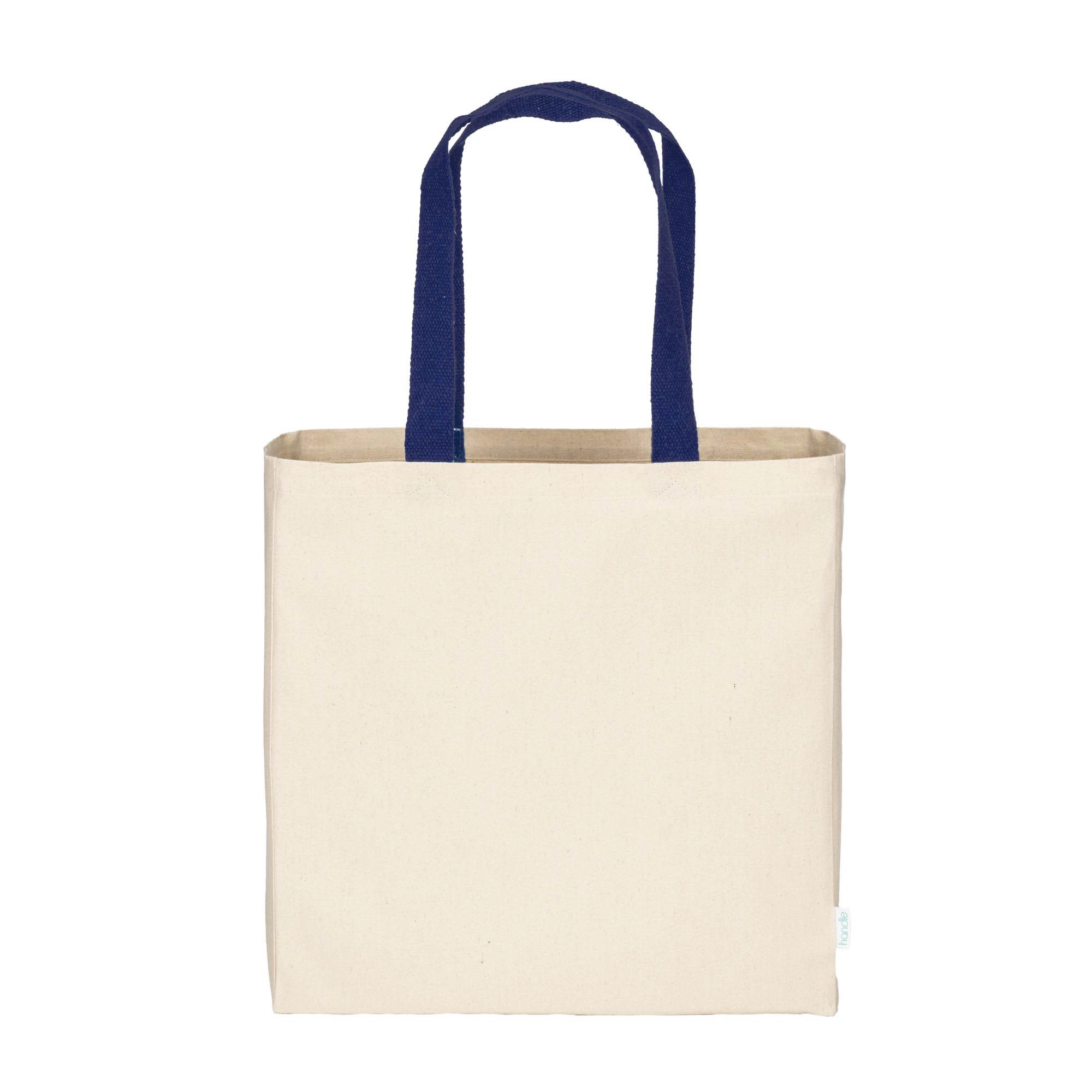 Immagine Maxi borsa shopper in cotone riciclato da 280 g/m2 naturale con manici colorati