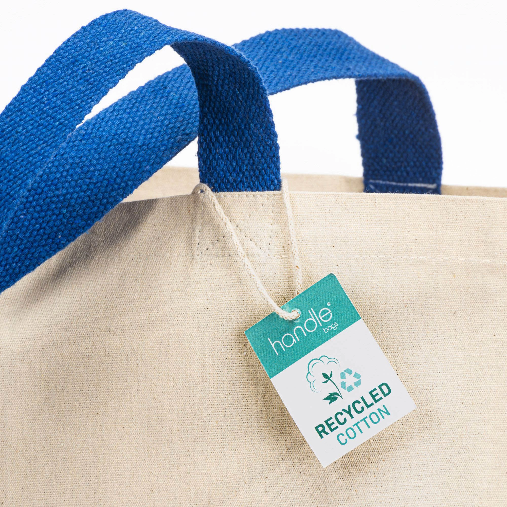 Immagine Maxi borsa shopper in cotone riciclato da 280 g/m2 naturale con manici colorati